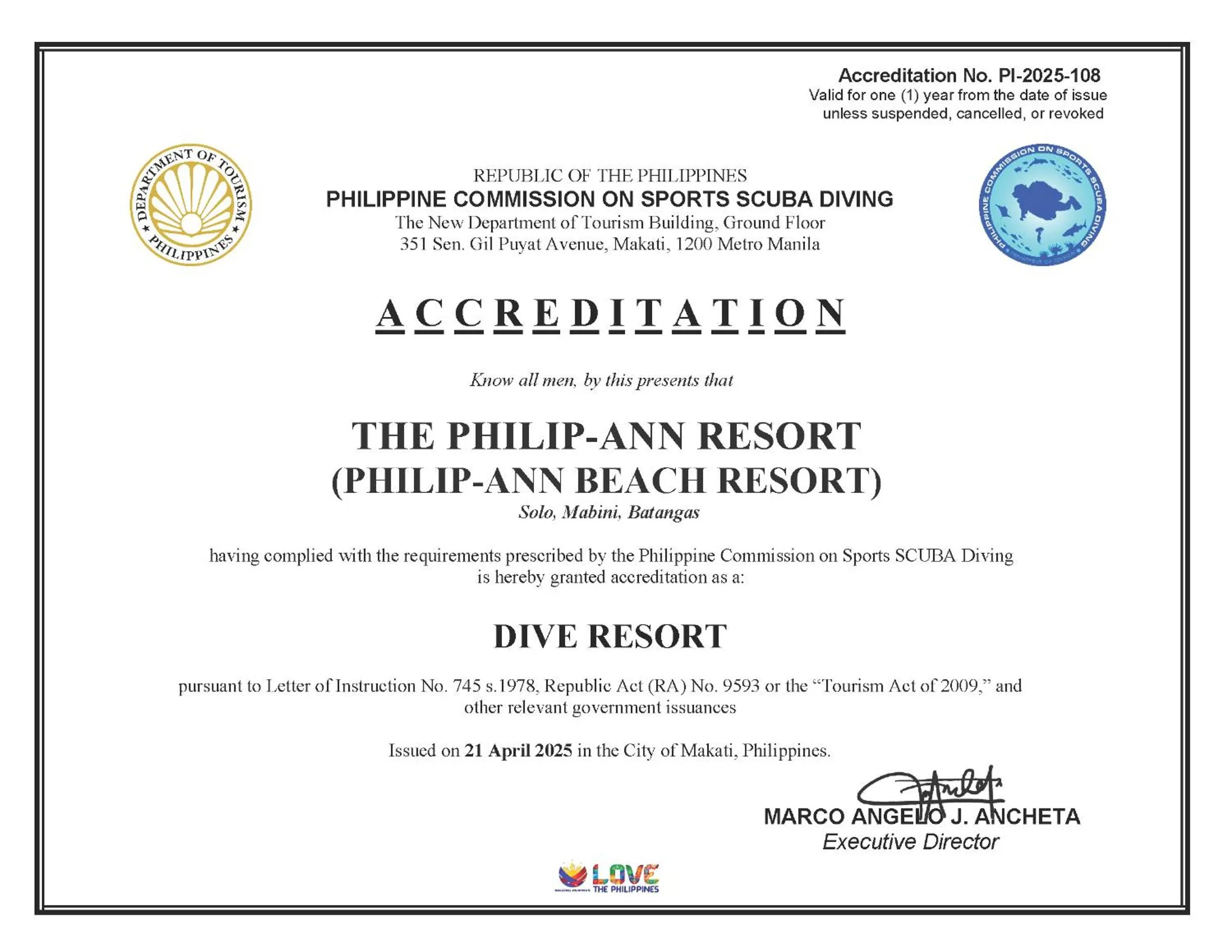 Diving in The Philip Ann Resort
