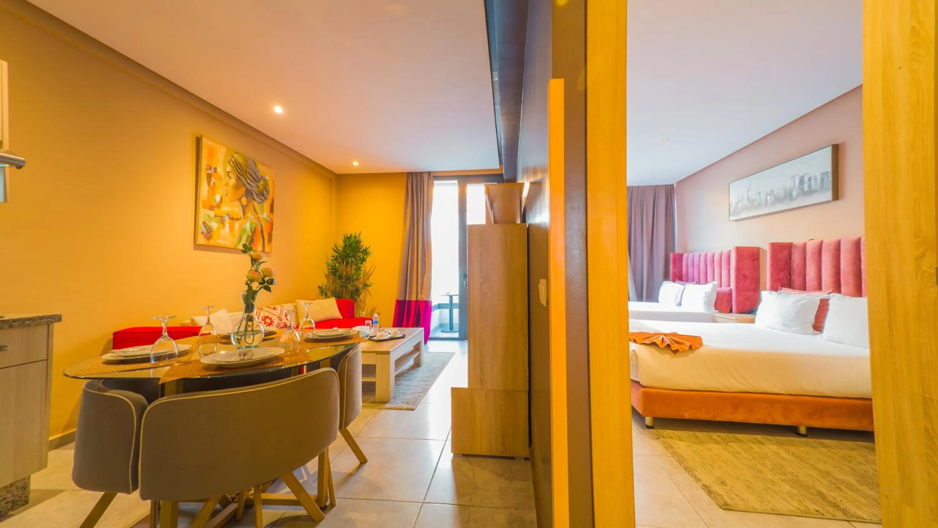 Living room, Bed in Atlas-Résidence by Rent-Inn