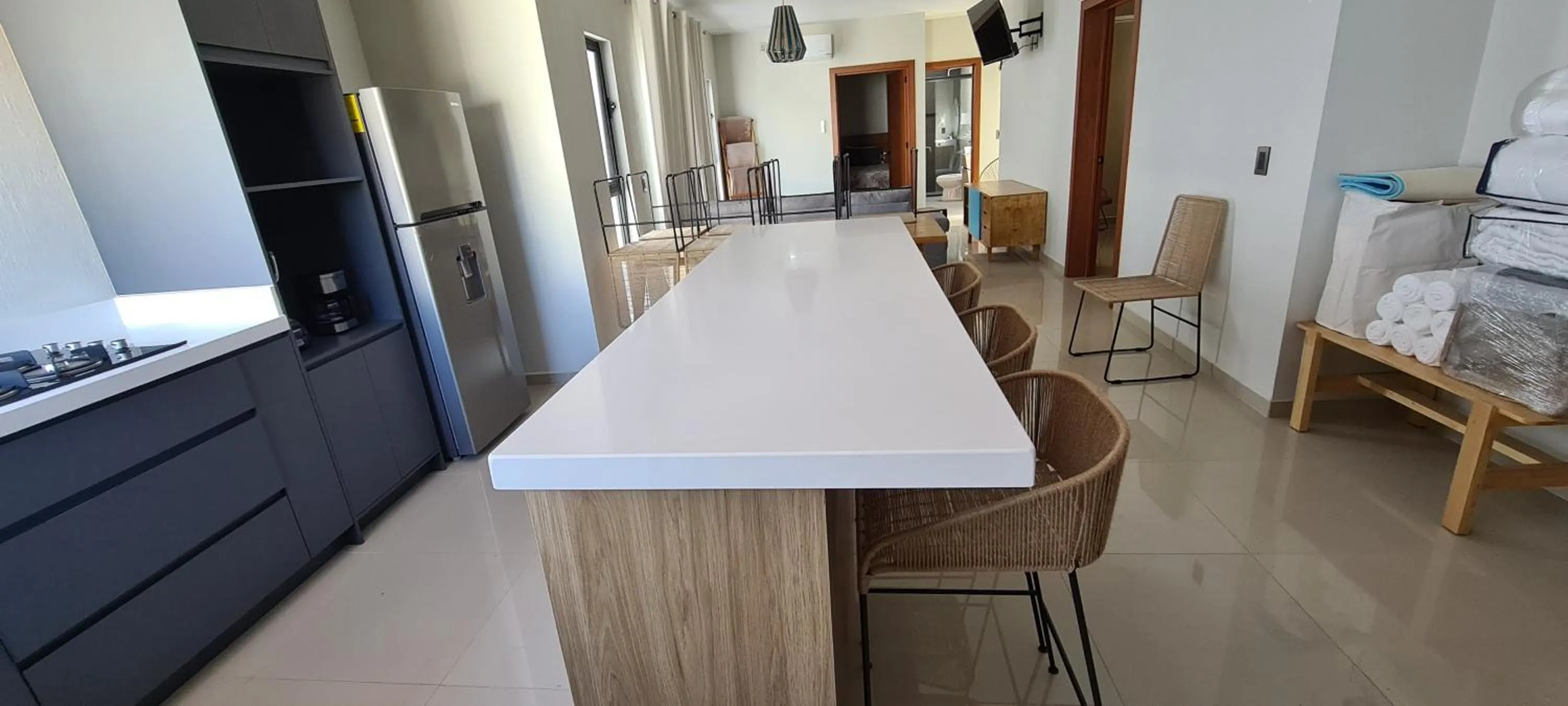 Kitchen or kitchenette, Bed in Hotel Casa Jima Agave