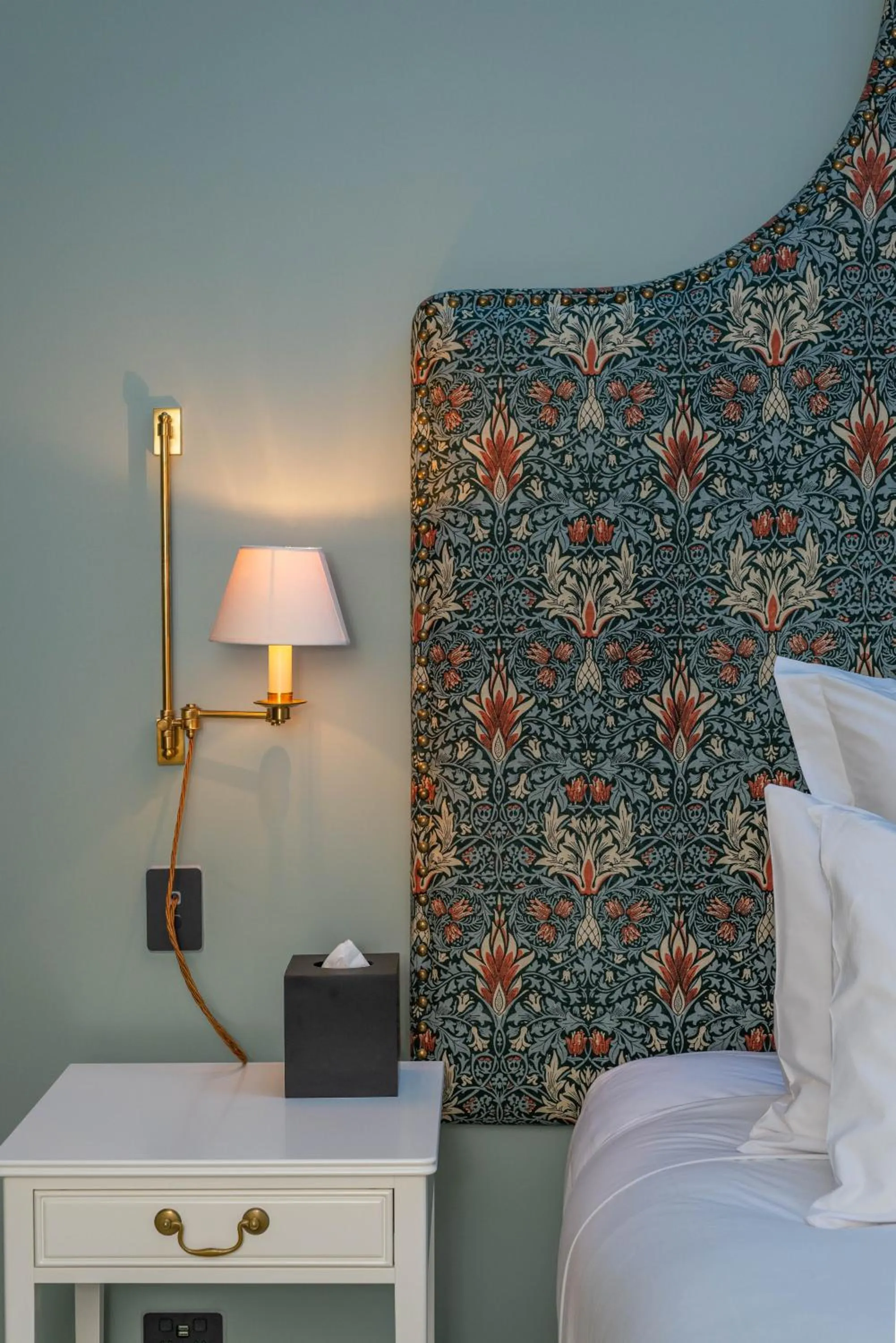 Decorative detail, Bed in The Observatory Hotel Christchurch