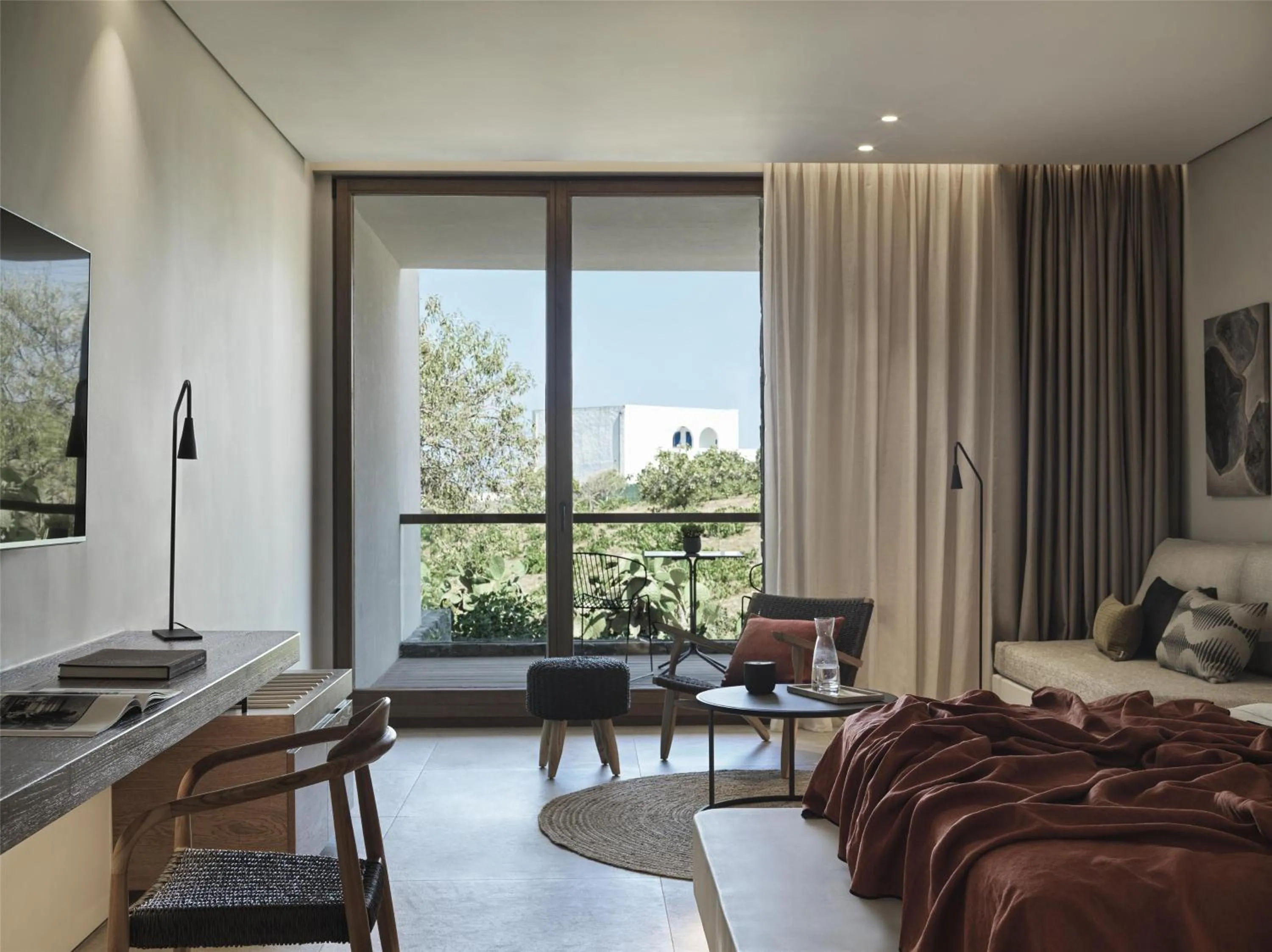 Bedroom, Bed in Magma Resort Santorini, In The Unbound Collection By Hyatt