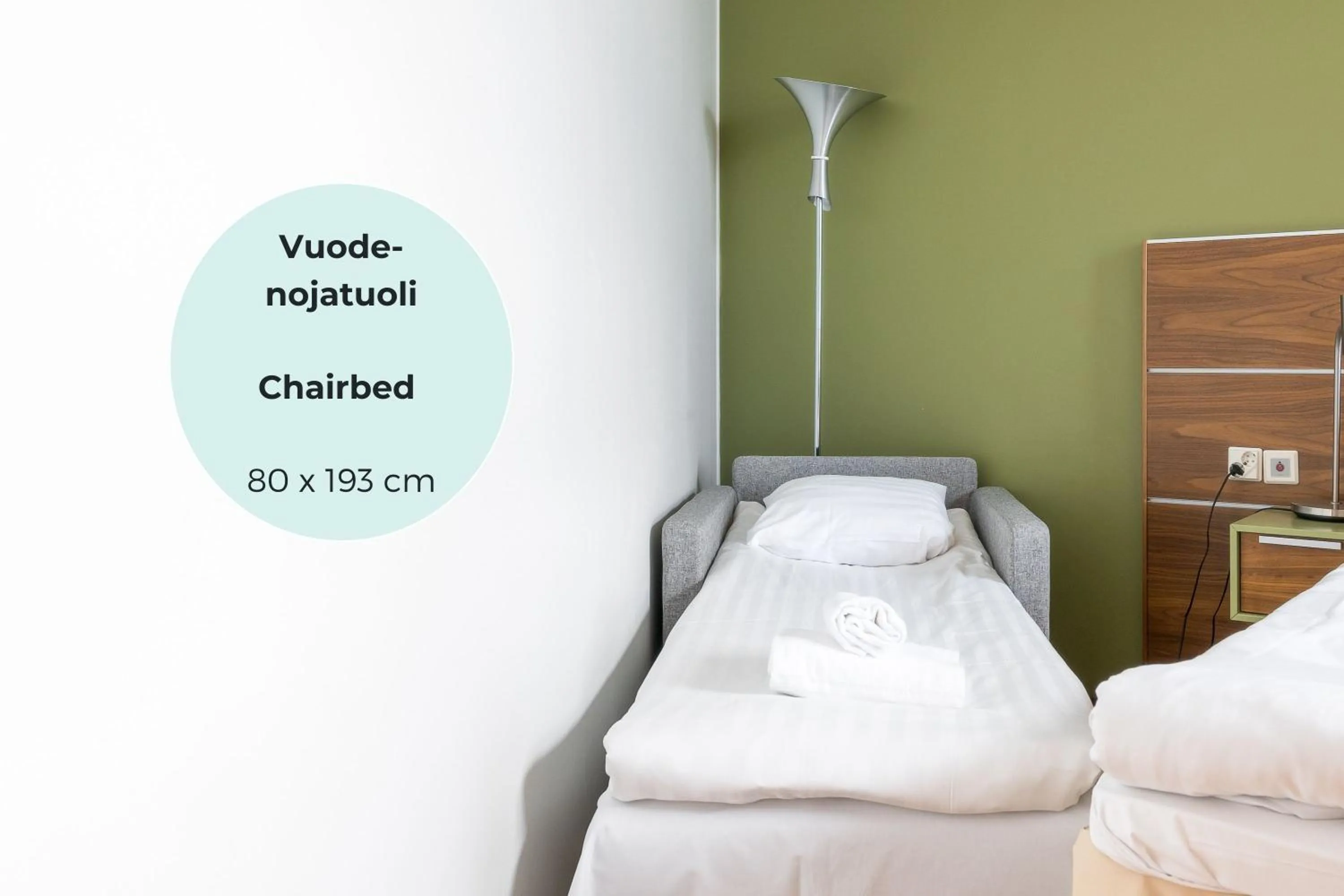 Bed in Hiisi Hotel Helsinki Jätkäsaari