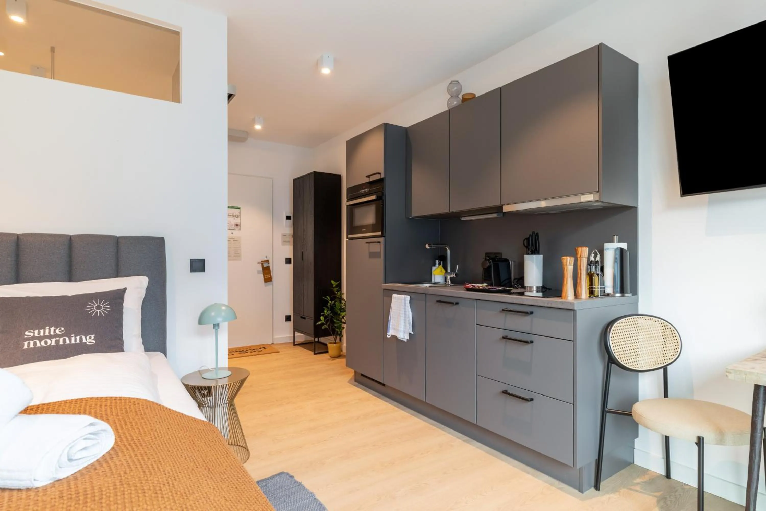 Kitchen or kitchenette in Limehome Münster Von-Steuben-Str - Digital Access