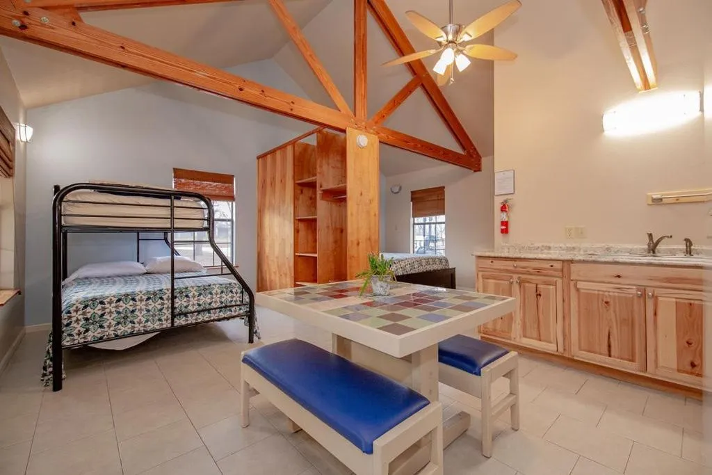 Bed in Seven Bluff Cabins