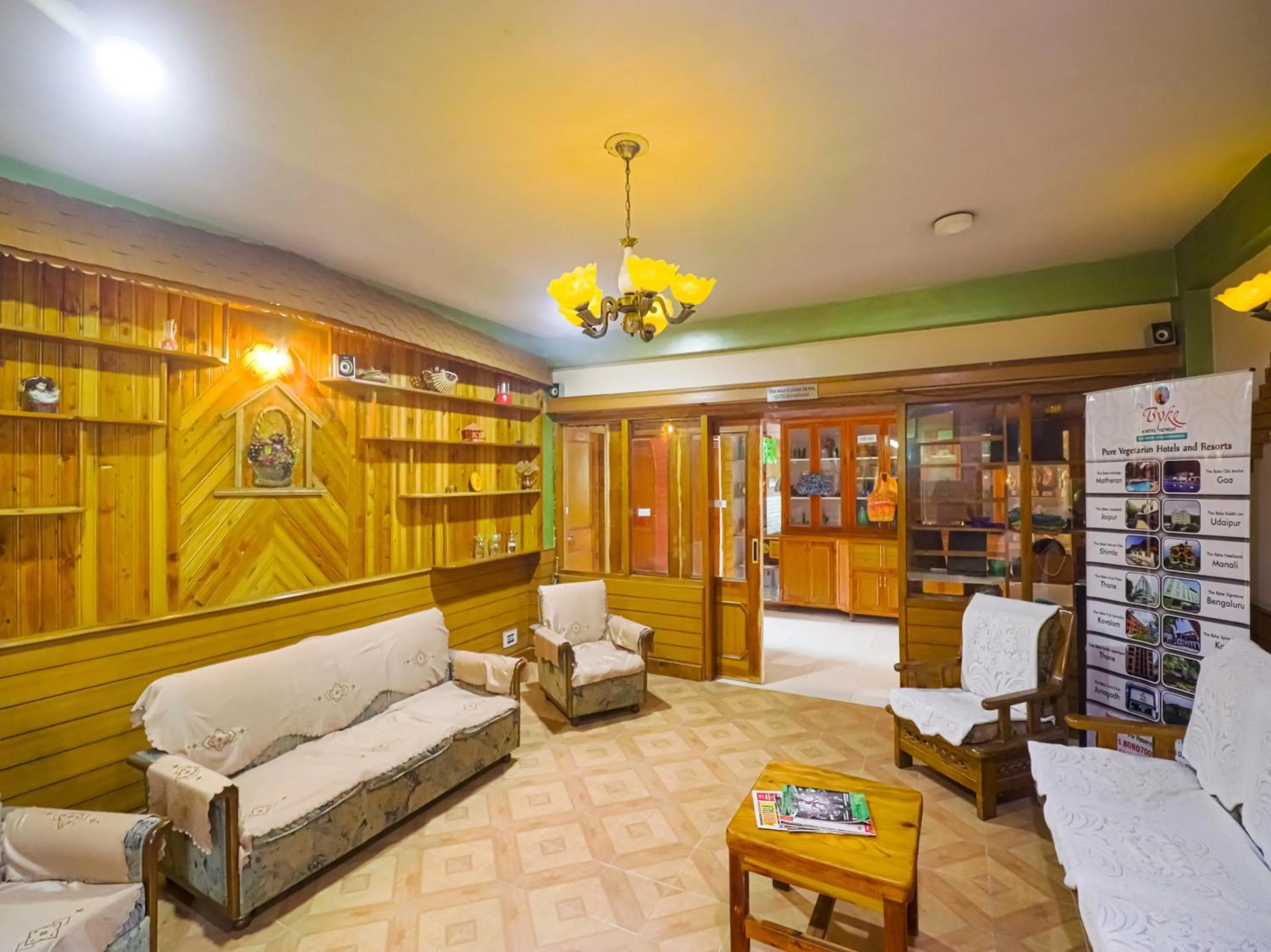 Seating area in The Byke Neelkanth Manali