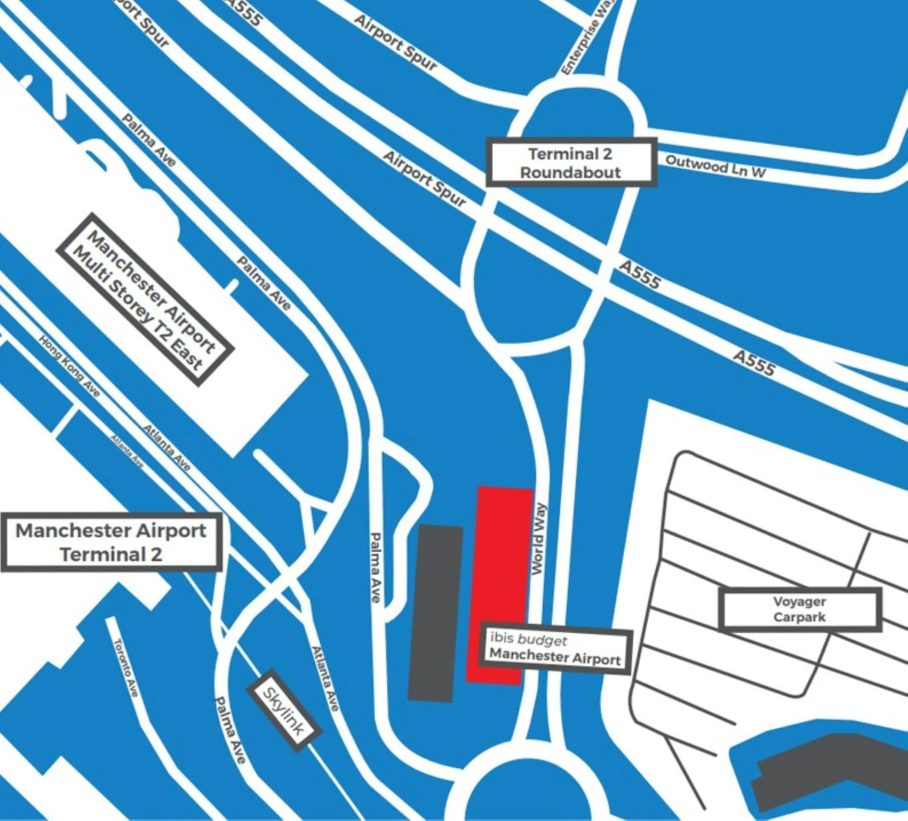 Text overlay in ibis budget Manchester Airport T2