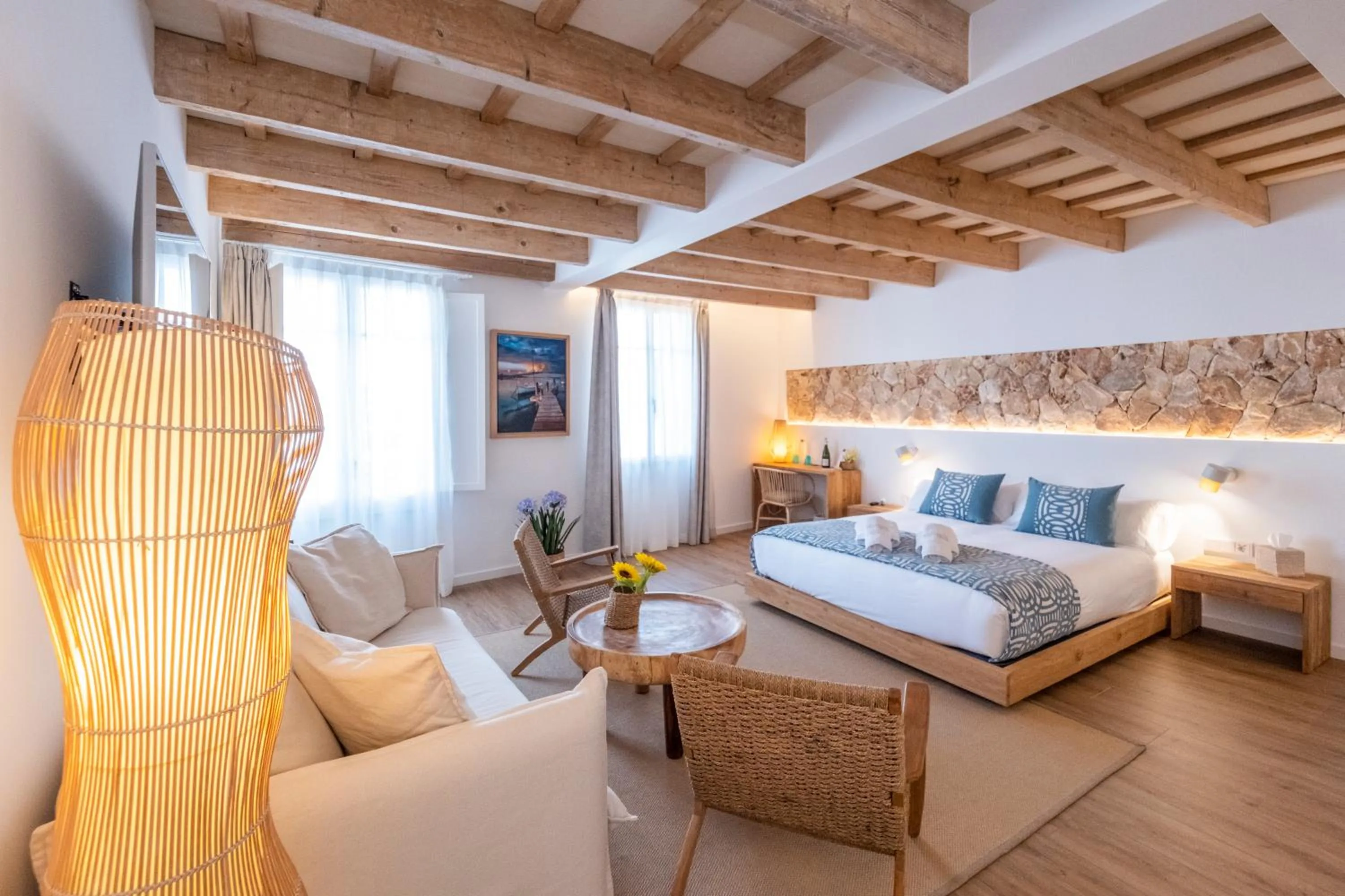 Bed in Hotel S'Antiga Adults Only