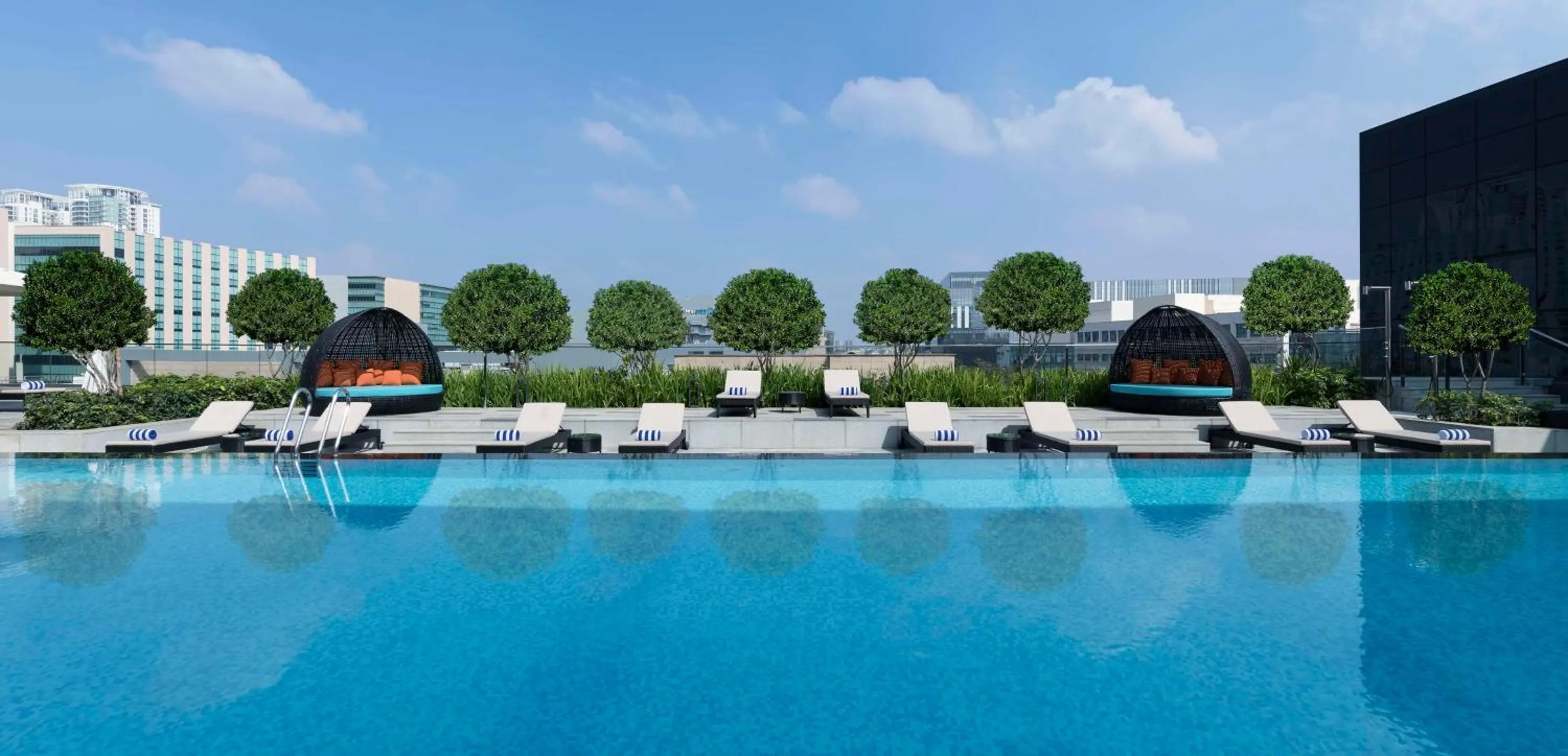 Pool view in Hilton Bengaluru Embassy Manyata Business Park