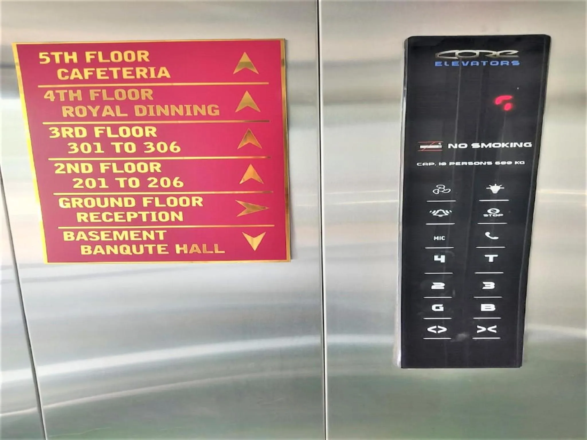 elevator in Hotel Rose Gold