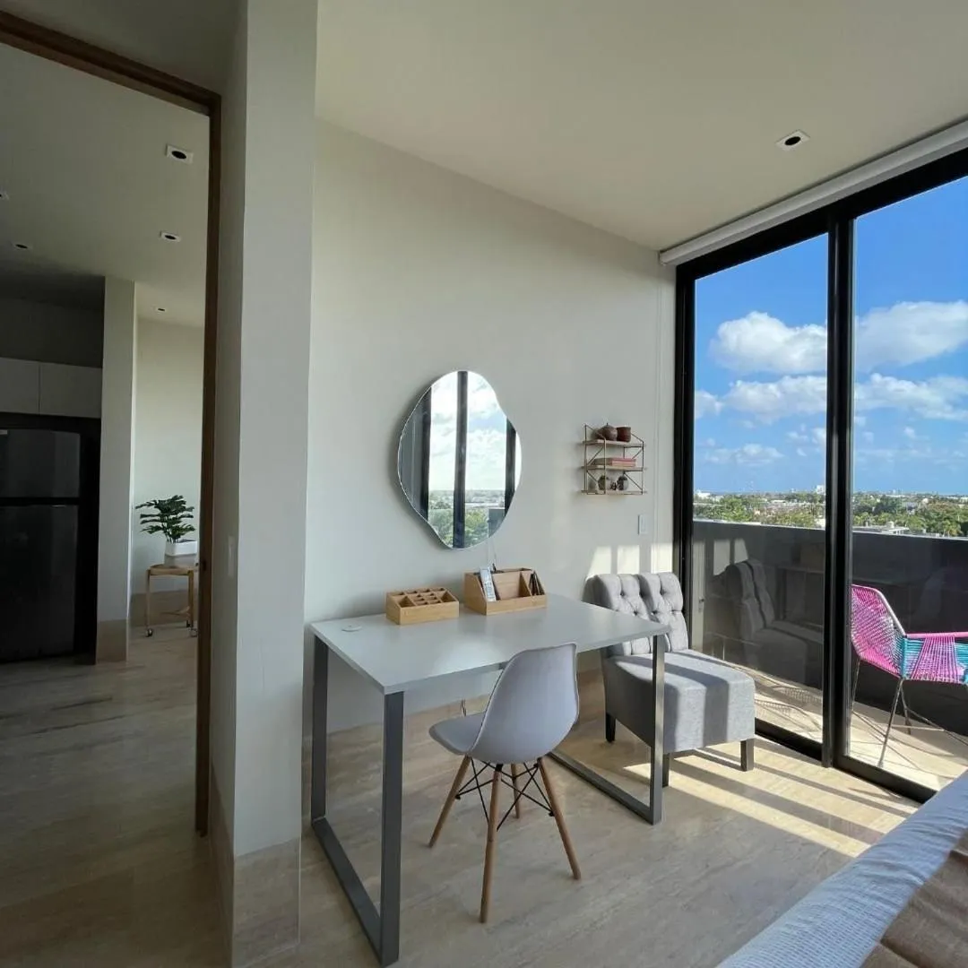 Living room in Brand New Condo with Rooftop Pool