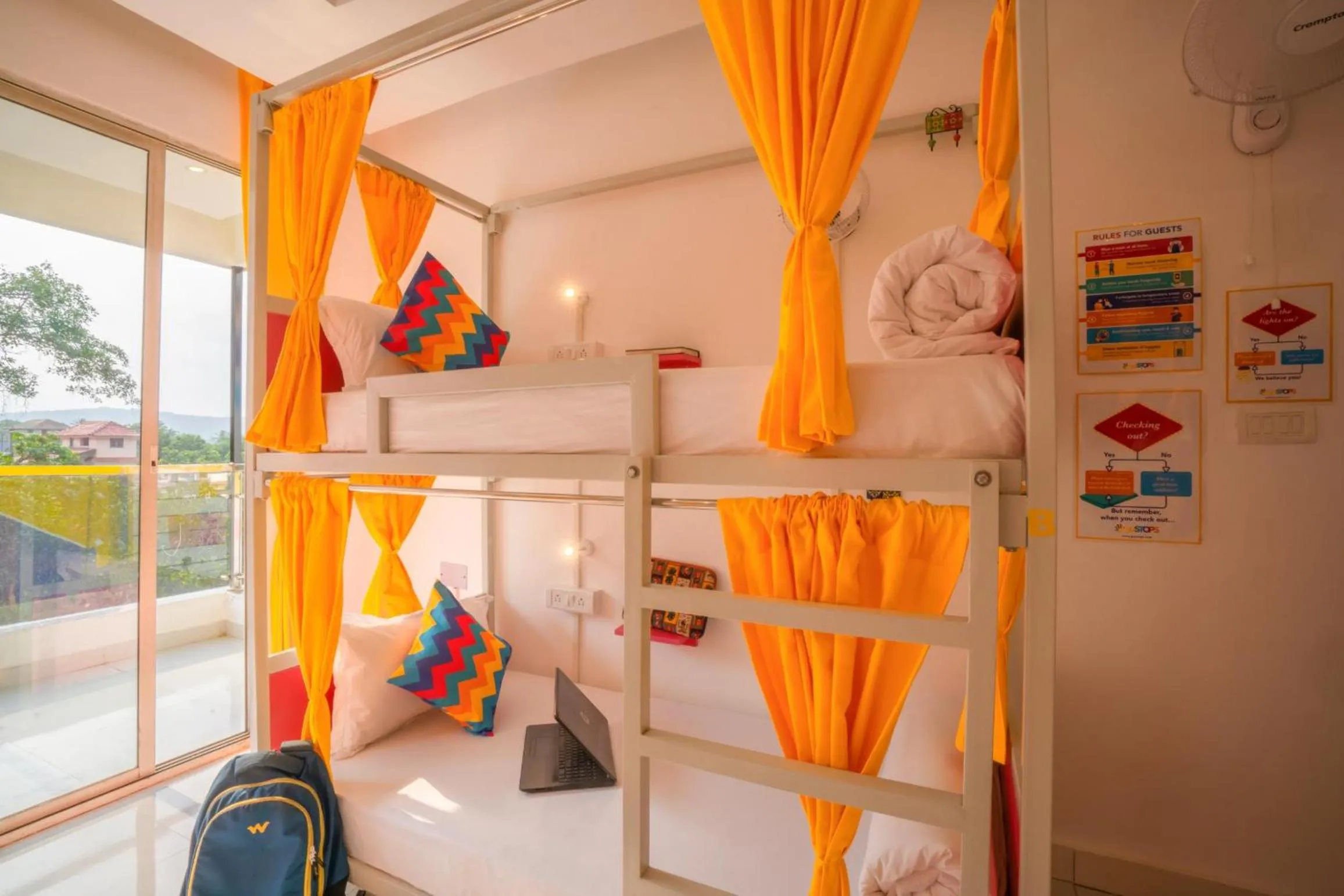 Bed in goSTOPS Goa, Baga