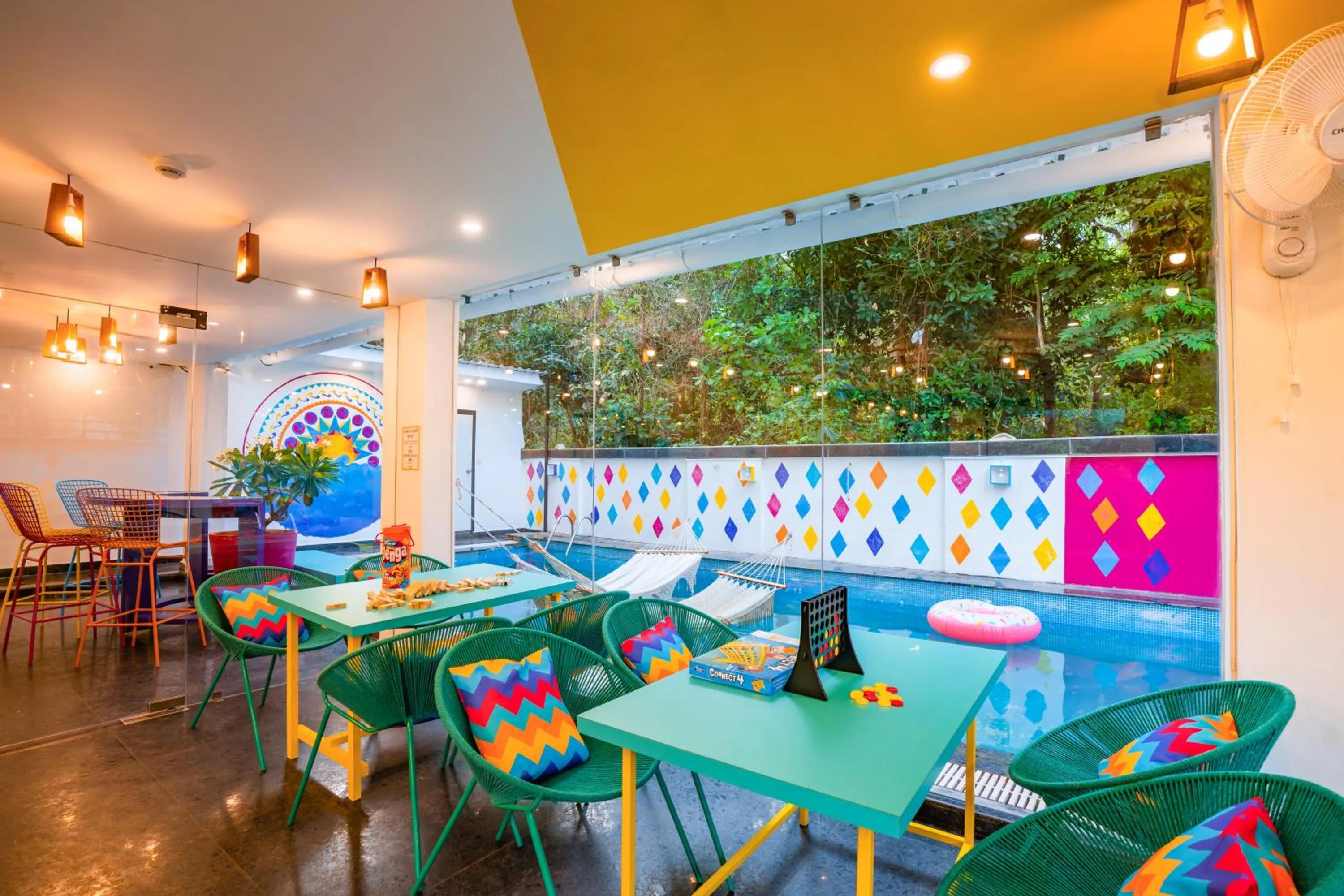 Seating area in goSTOPS Goa, Baga