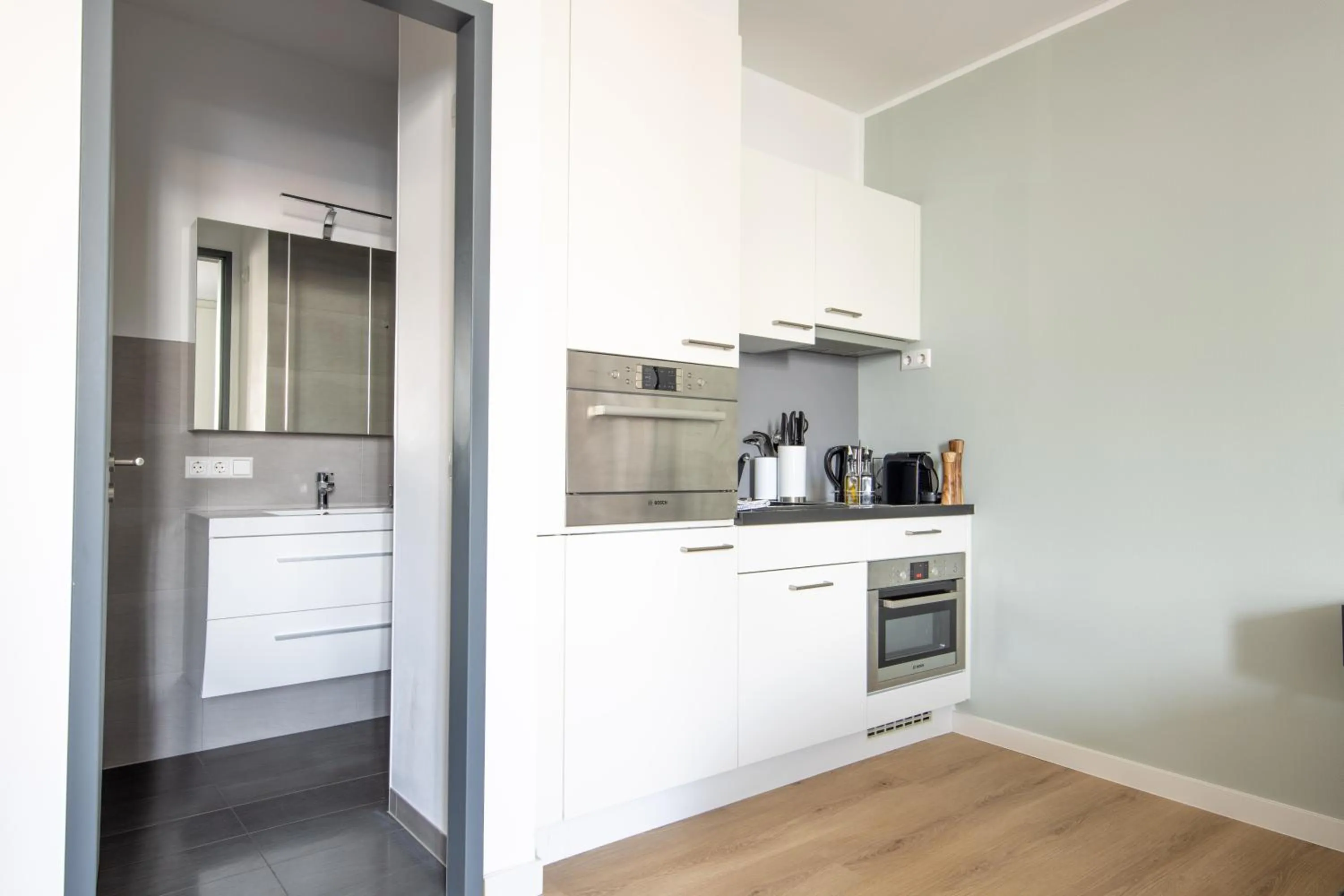 Kitchen or kitchenette in Limehome Aalen Reichsstädter Str