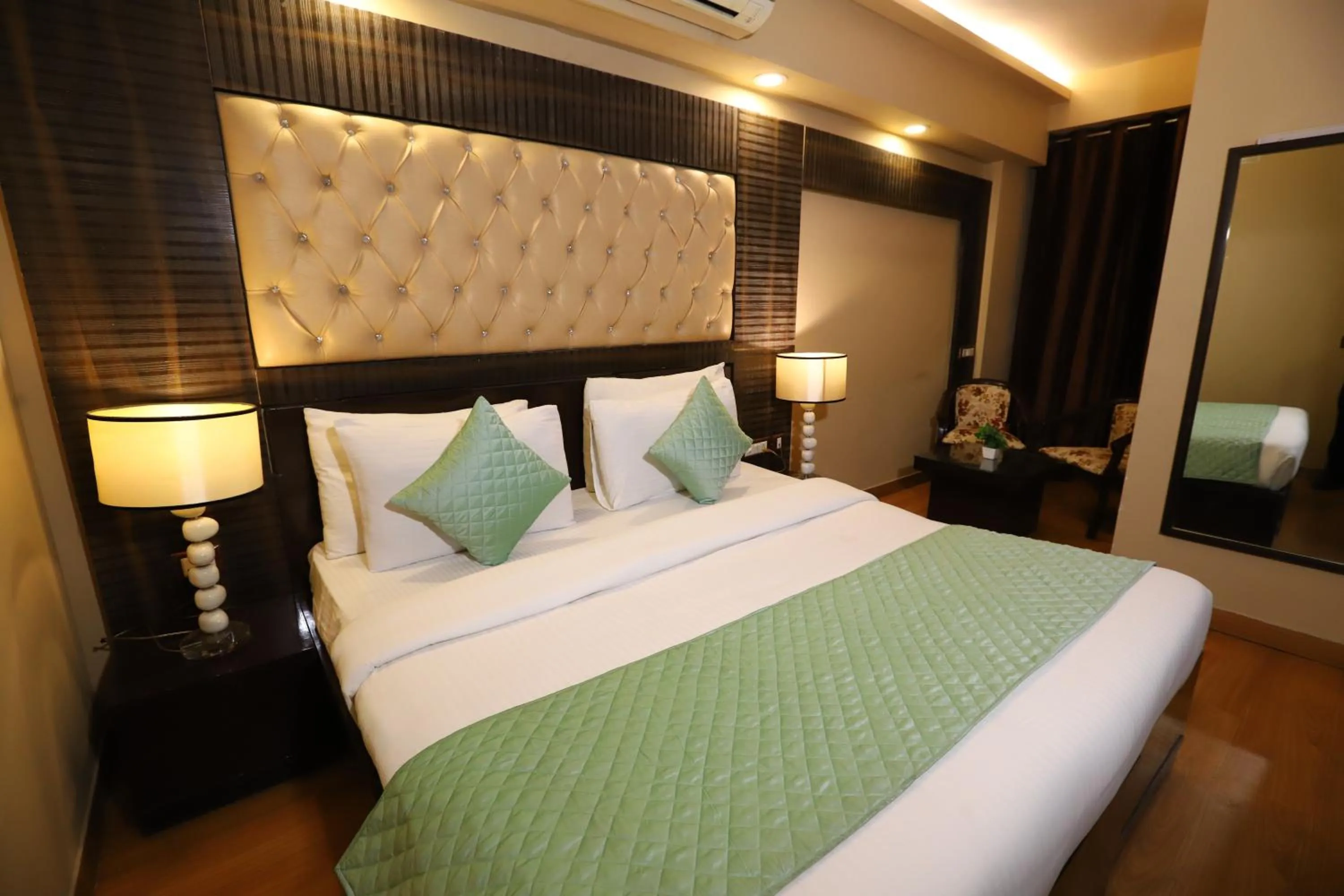 Photo of the whole room, Bed in Hotel Palm Grand Naraina New Delhi - Couple Friendly Local IDs Accepted