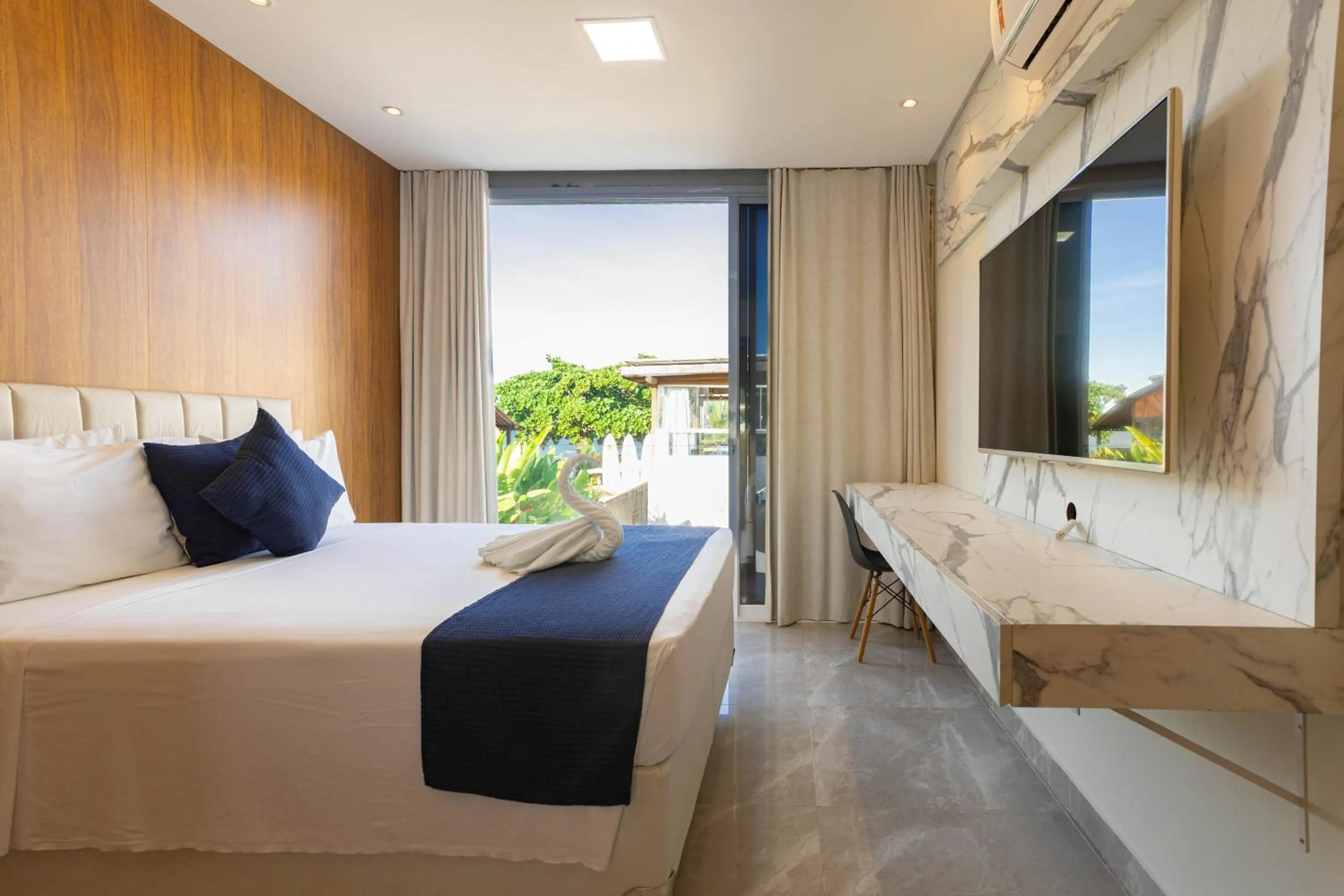 Bed in Santorini Beach Hotel