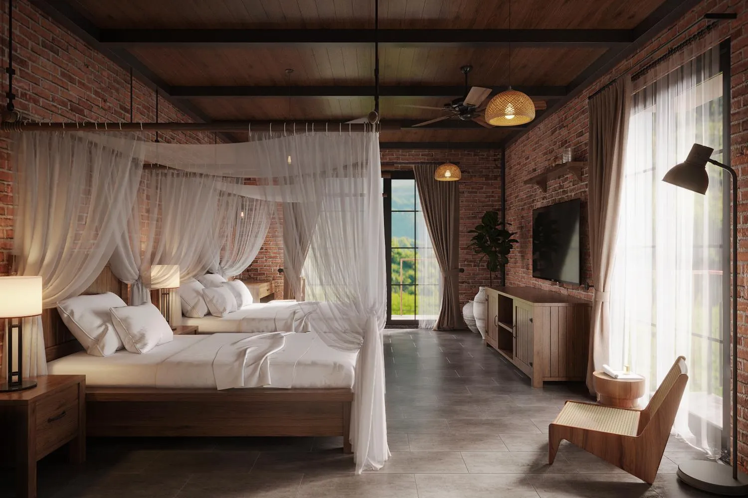 Bed in PU LUONG BOCBANDI RETREAT