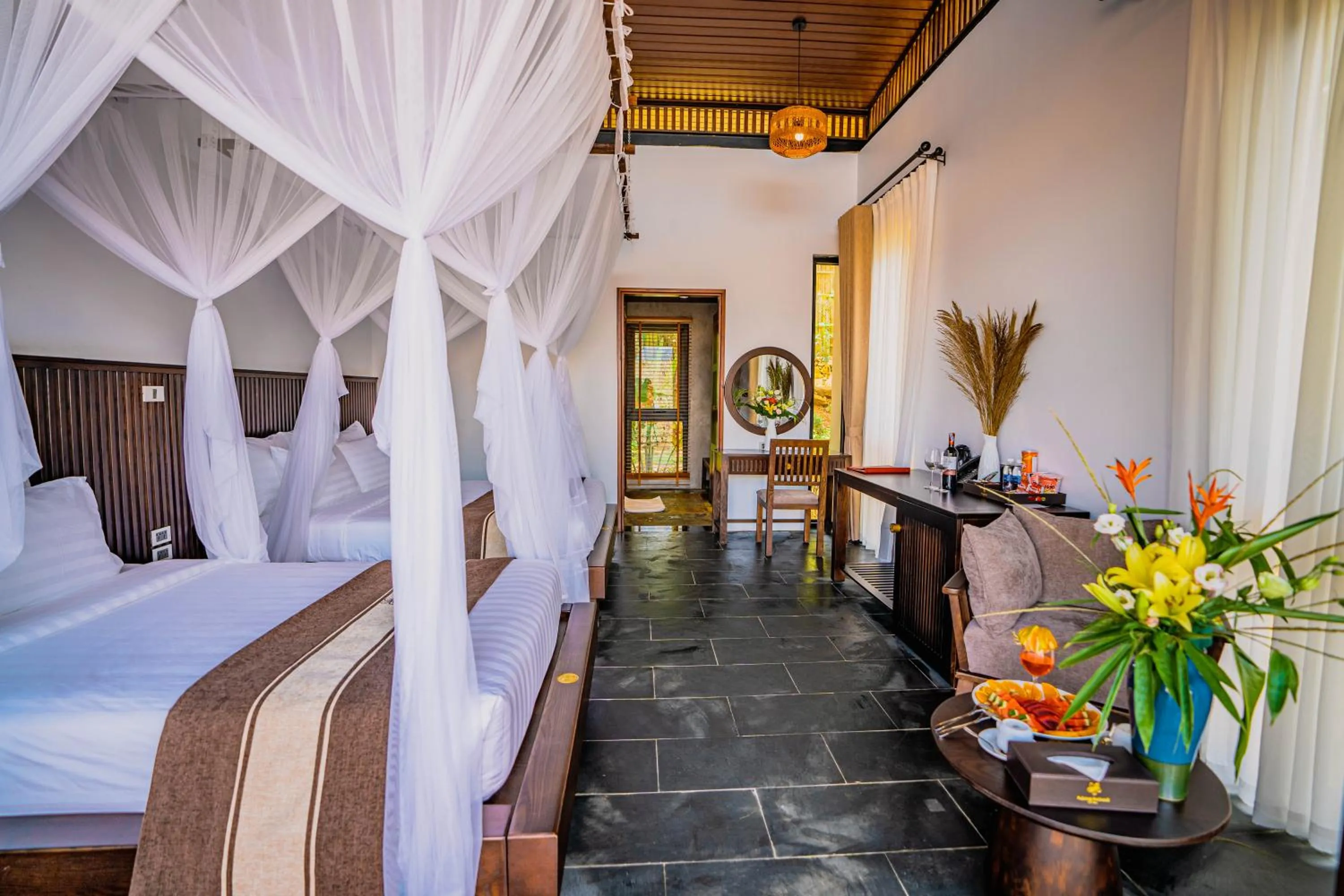 Coffee/tea facilities, Bed in PU LUONG BOCBANDI RETREAT