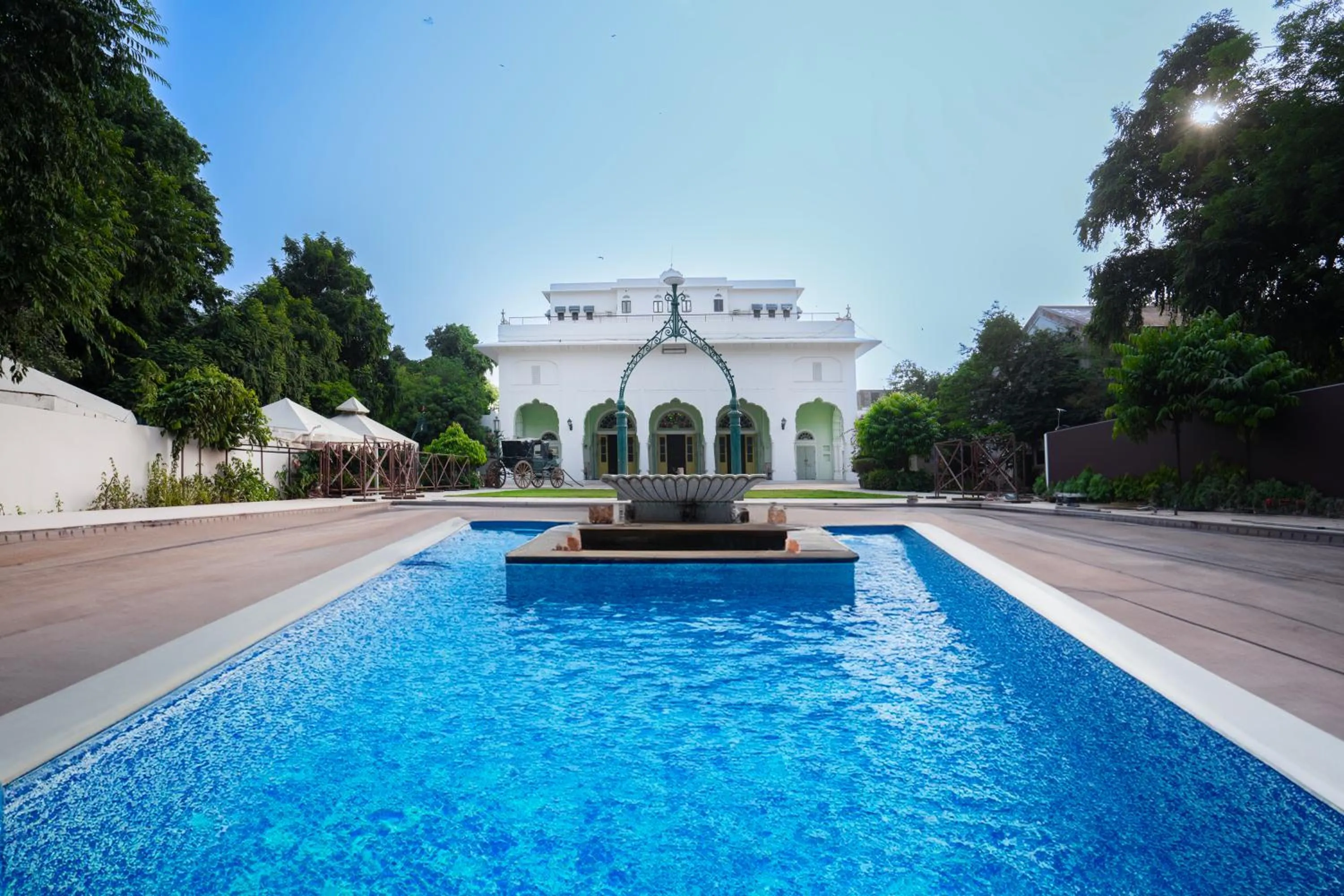 Pool view in Diggi Palace - A City Center Hidden Heritage Gem