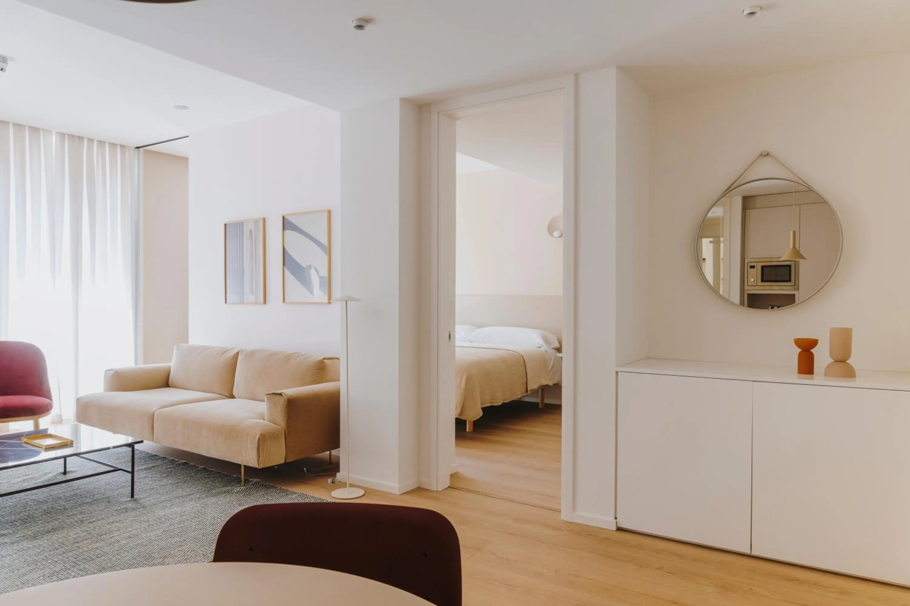 Living room, Bed in The Passage Apartments