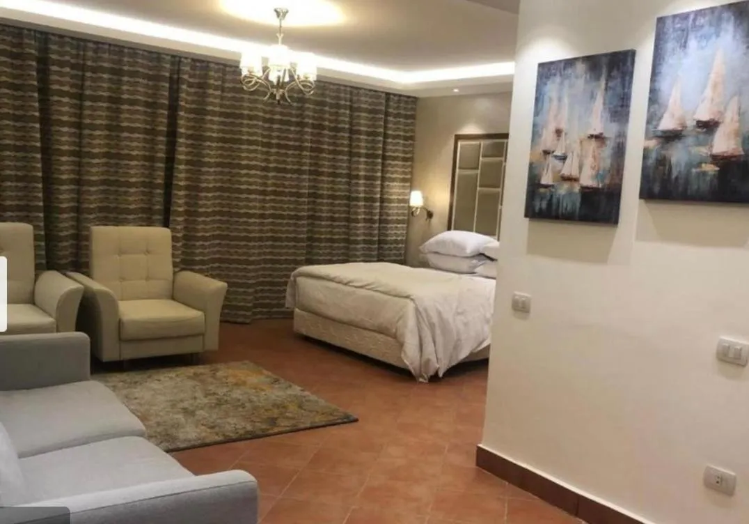 Bed in Amazing sea view Penthouse Apartment in Pyramids Porto El-Sokhna