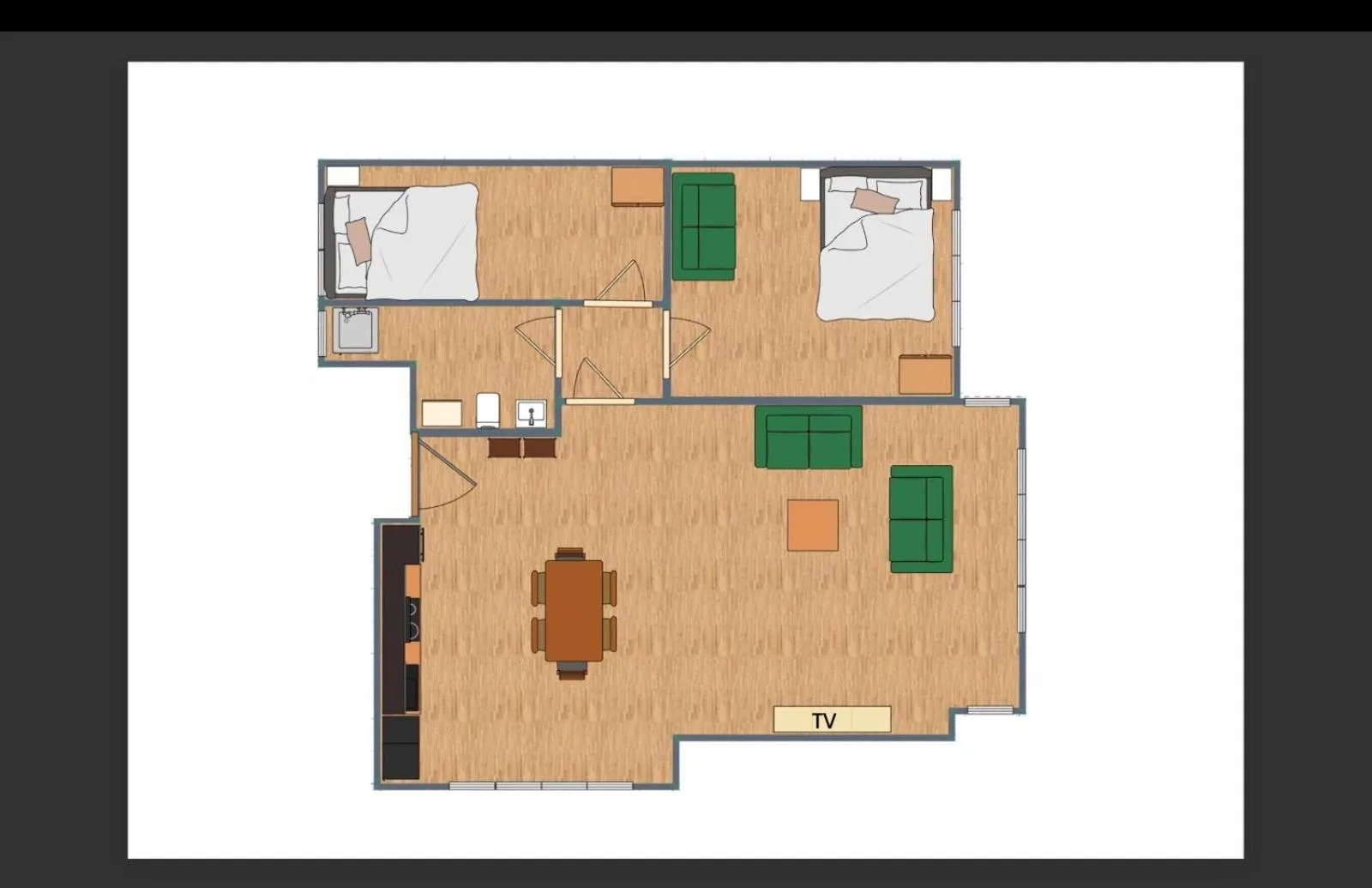 Floor plan in Soho Boho Apartments - with sunny rooftop terrace and fiber optic internet