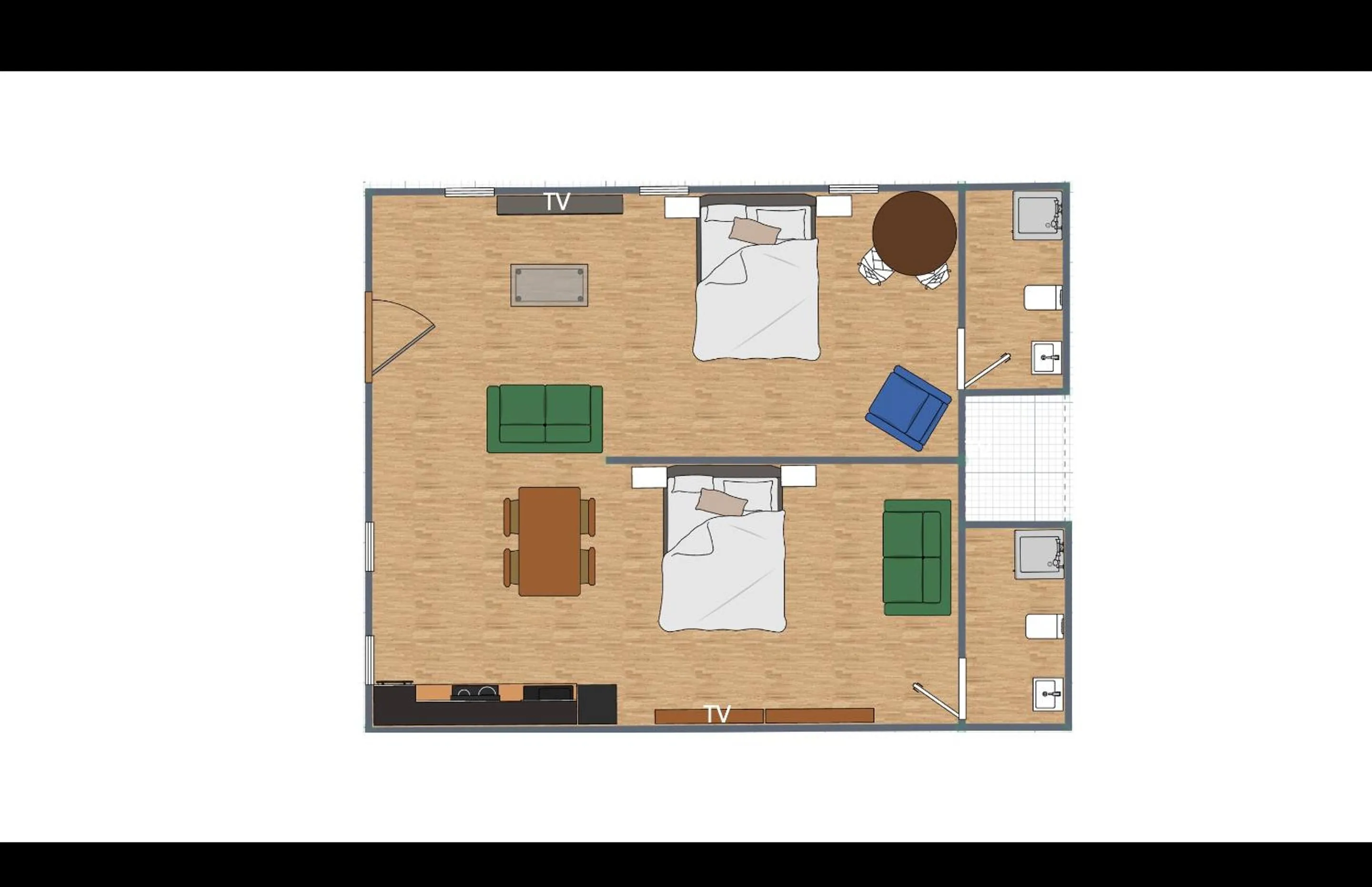 Floor plan in Soho Boho Apartments - with sunny rooftop terrace and fiber optic internet