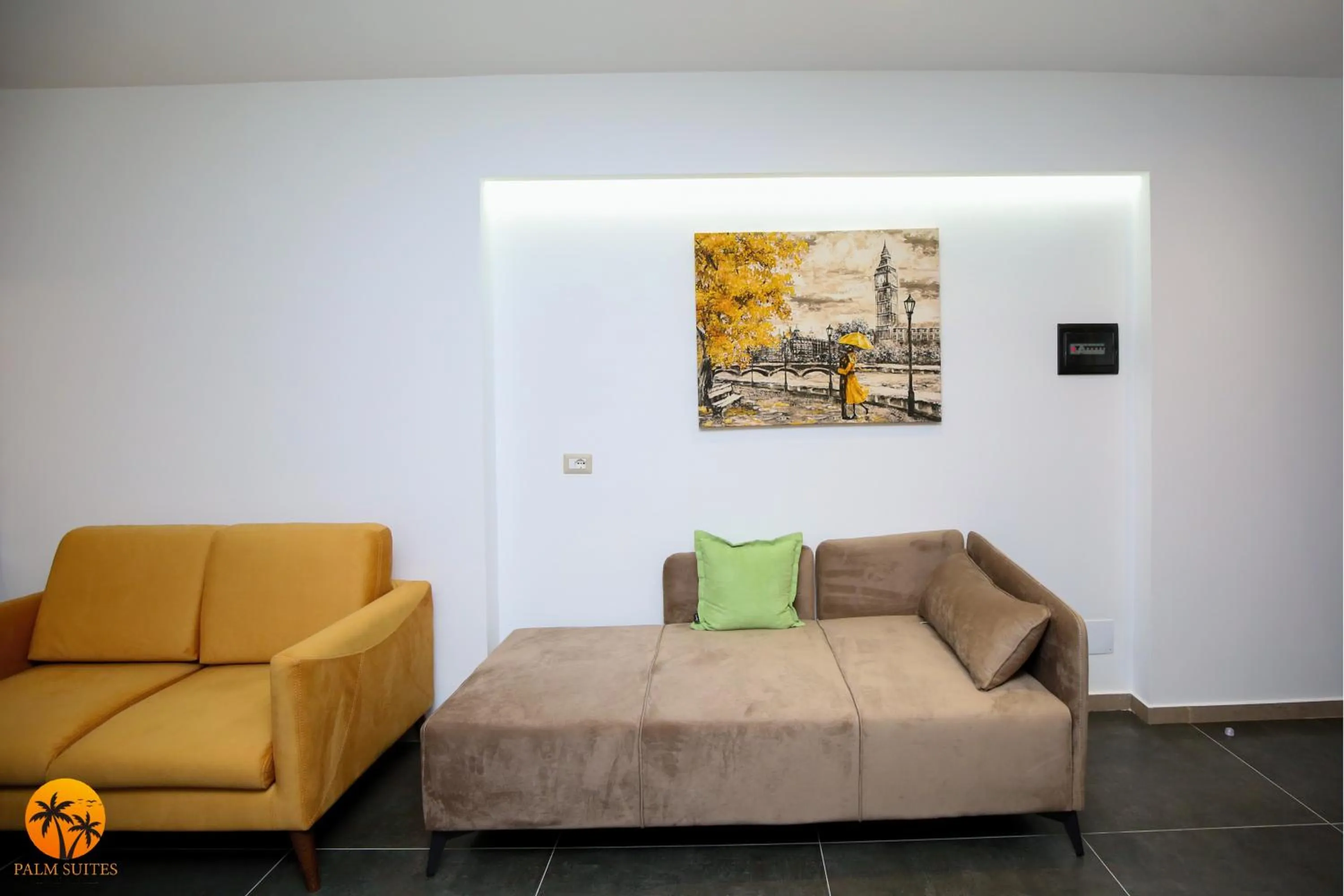 Living room in Palm Suites Apartment-Suite