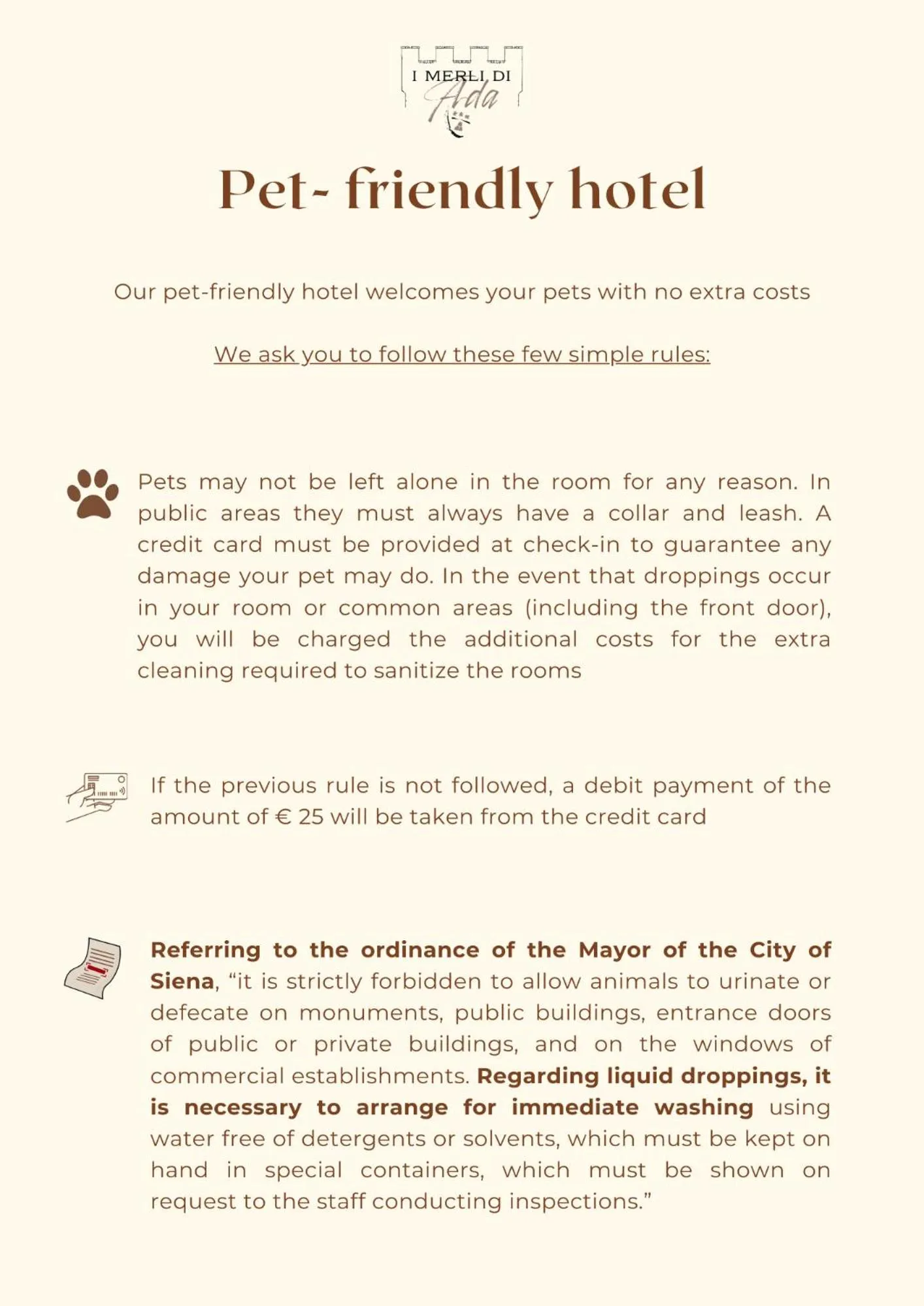 Pets in I Merli di Ada