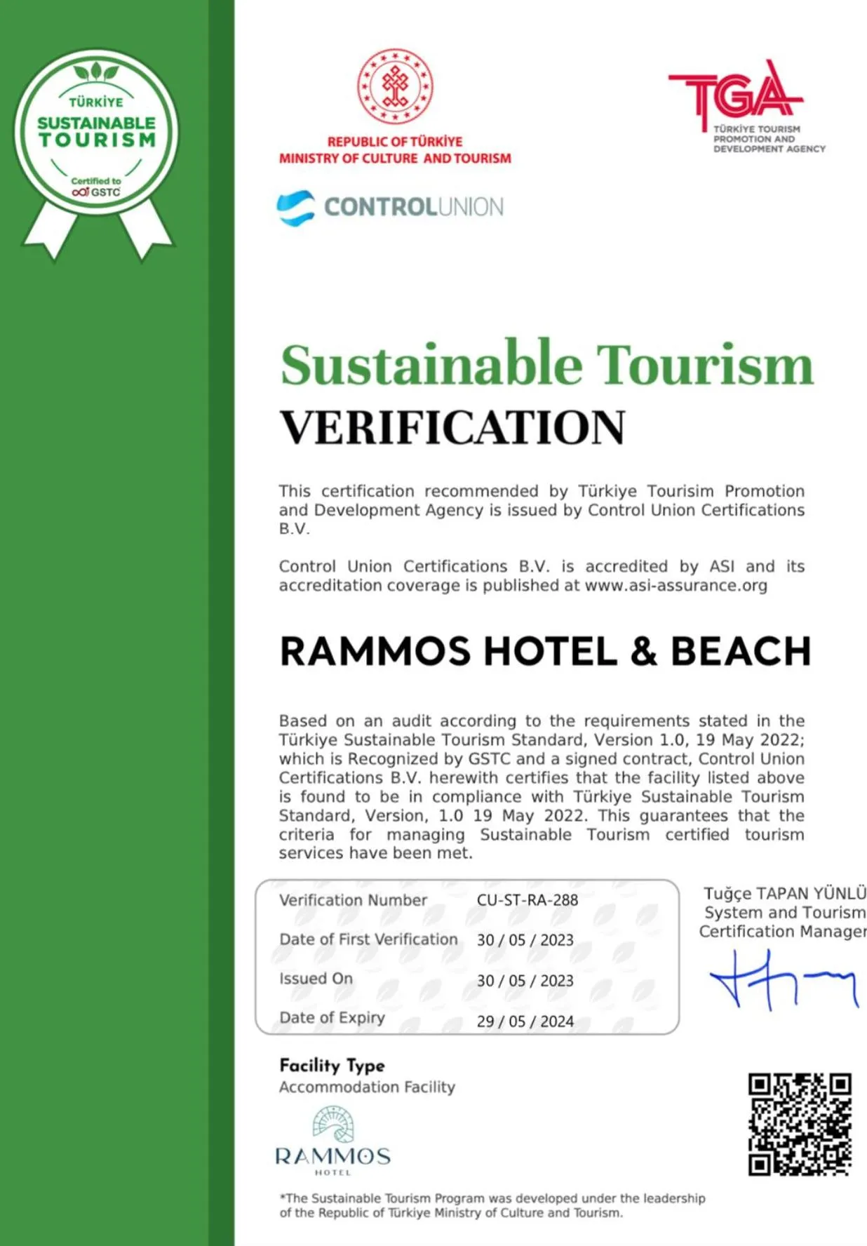 Certificate/Award, Logo/Certificate/Sign/Award in Rammos Hotel Bodrum - Special Class