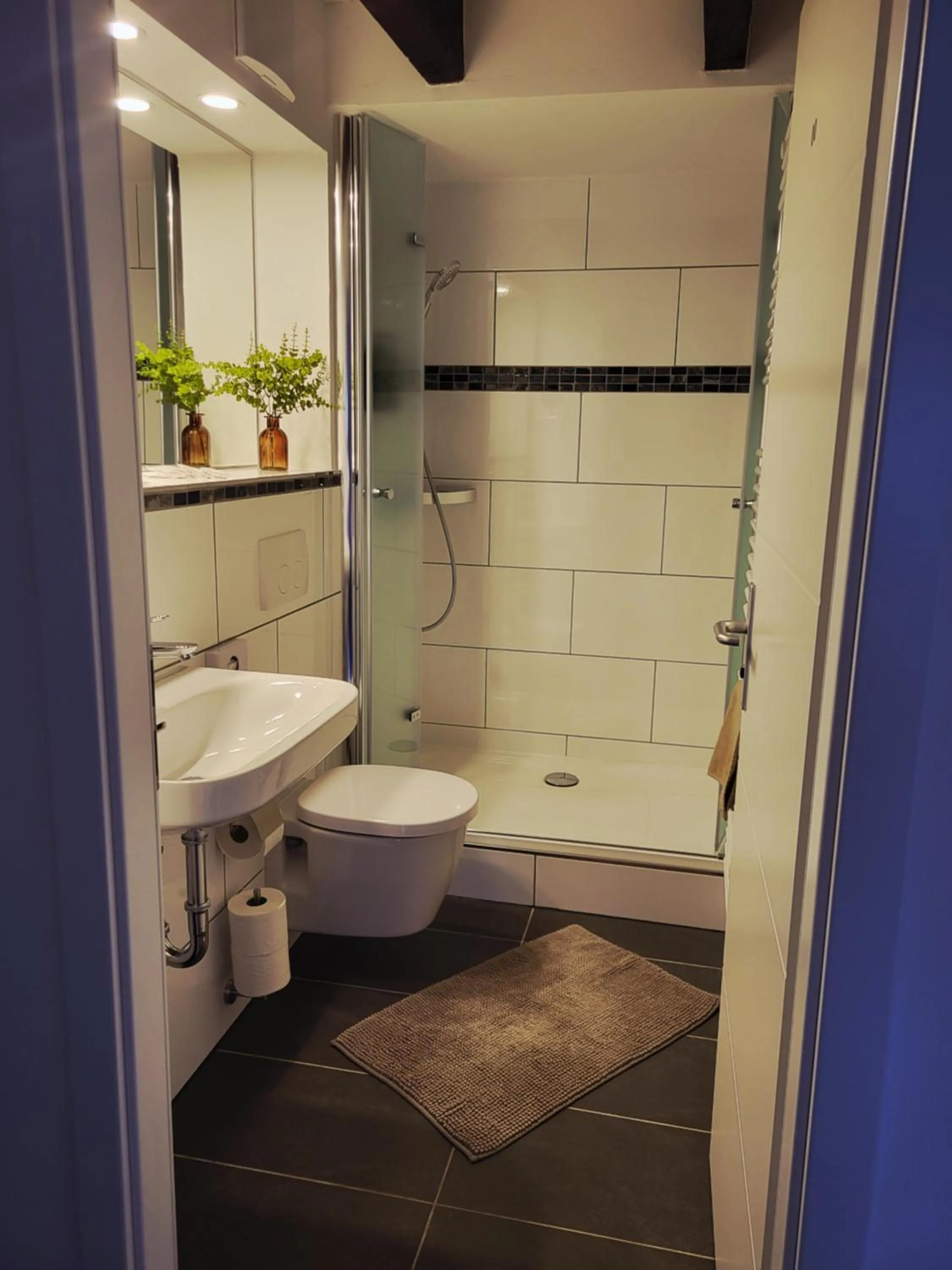 Shower in CJS Apartments - Chill or Drive am Nürburgring, new Box Spring Beds, new furniture, WLan, Spacious Rooms, Quiet Location