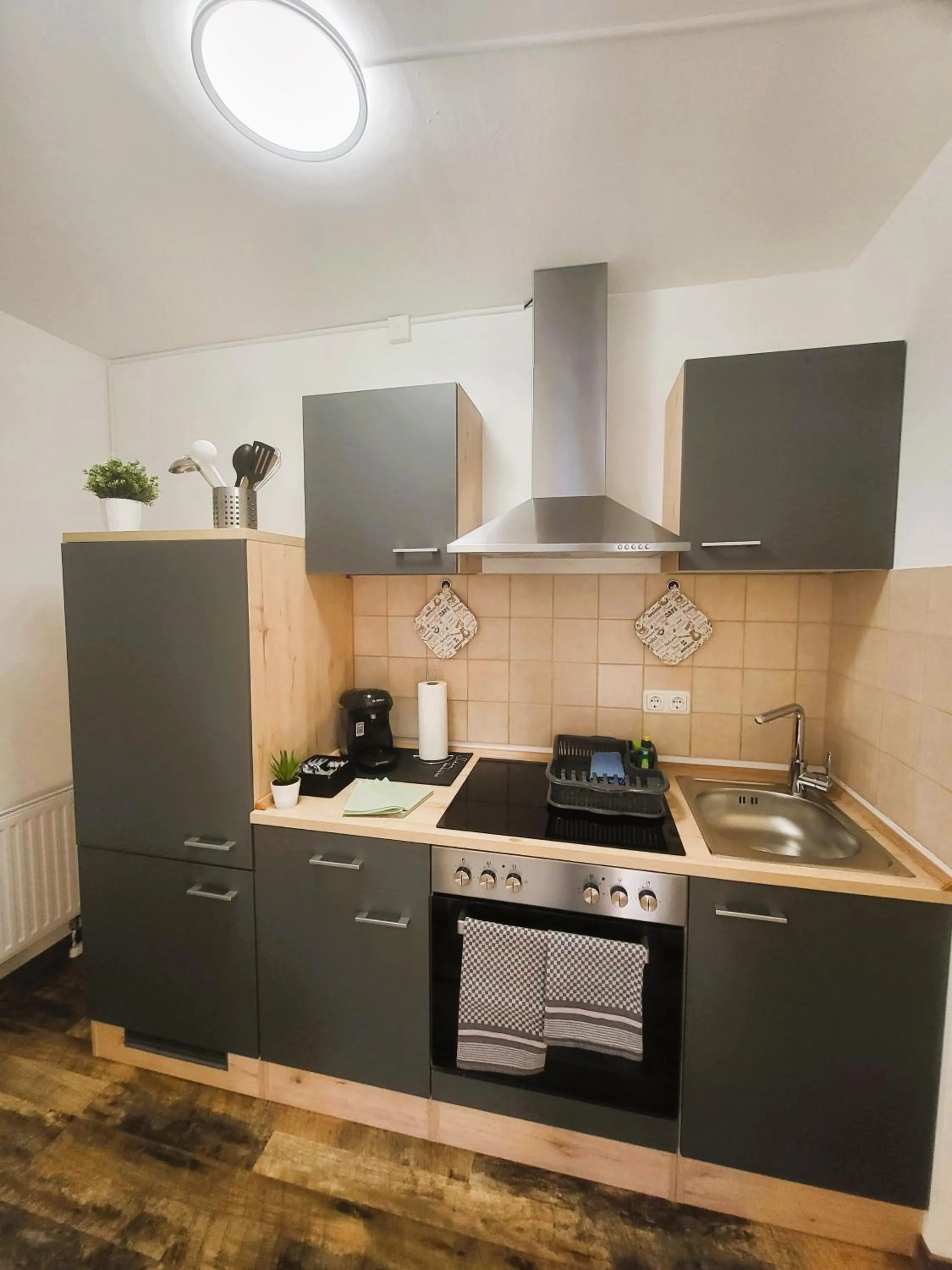 Kitchen or kitchenette in CJS Apartments - Chill or Drive am Nürburgring, new Box Spring Beds, new furniture, WLan, Spacious Rooms, Quiet Location