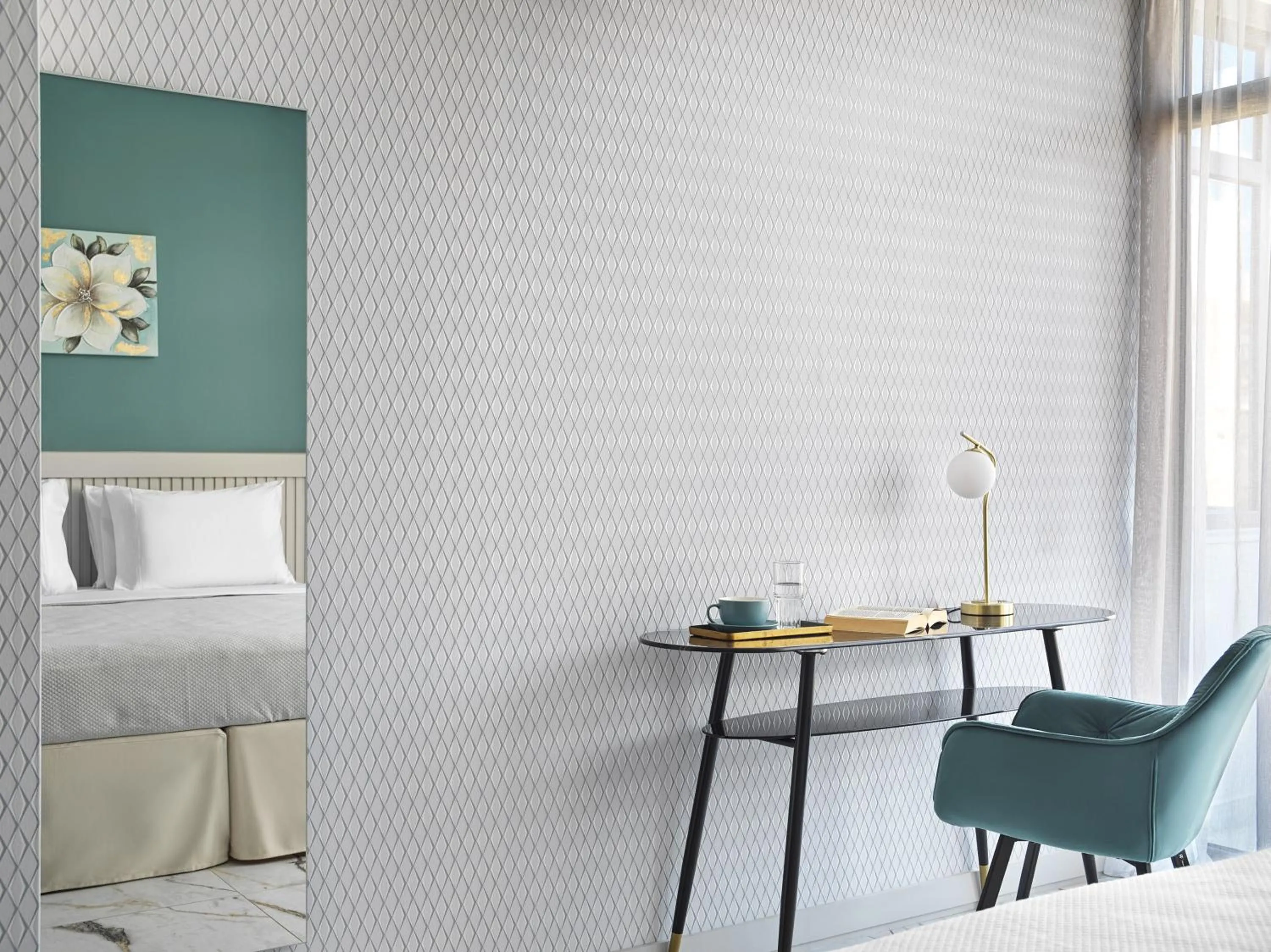 Seating area, Bed in Athens City View Urban Suites