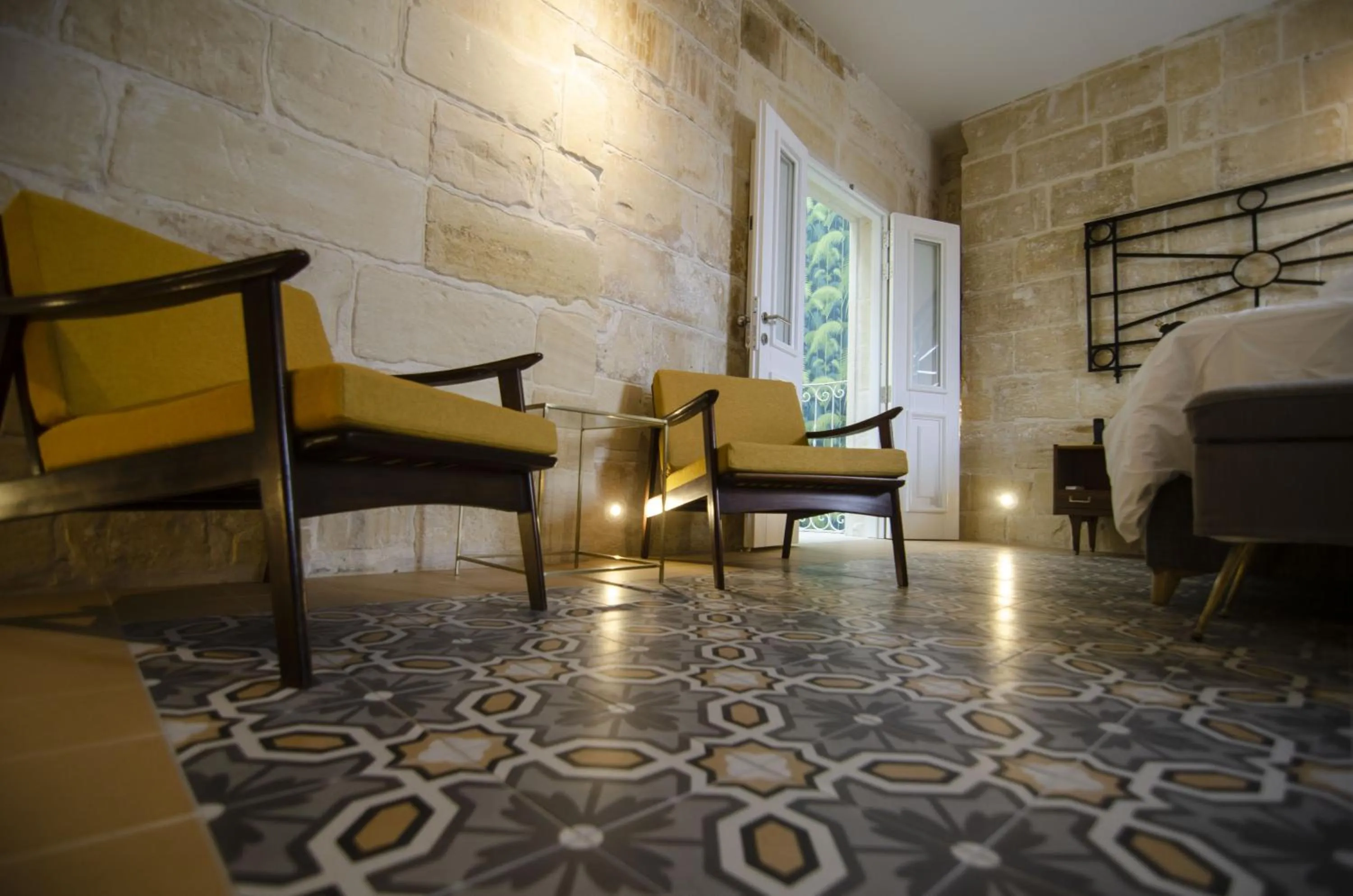 Seating area in Senglea Suites