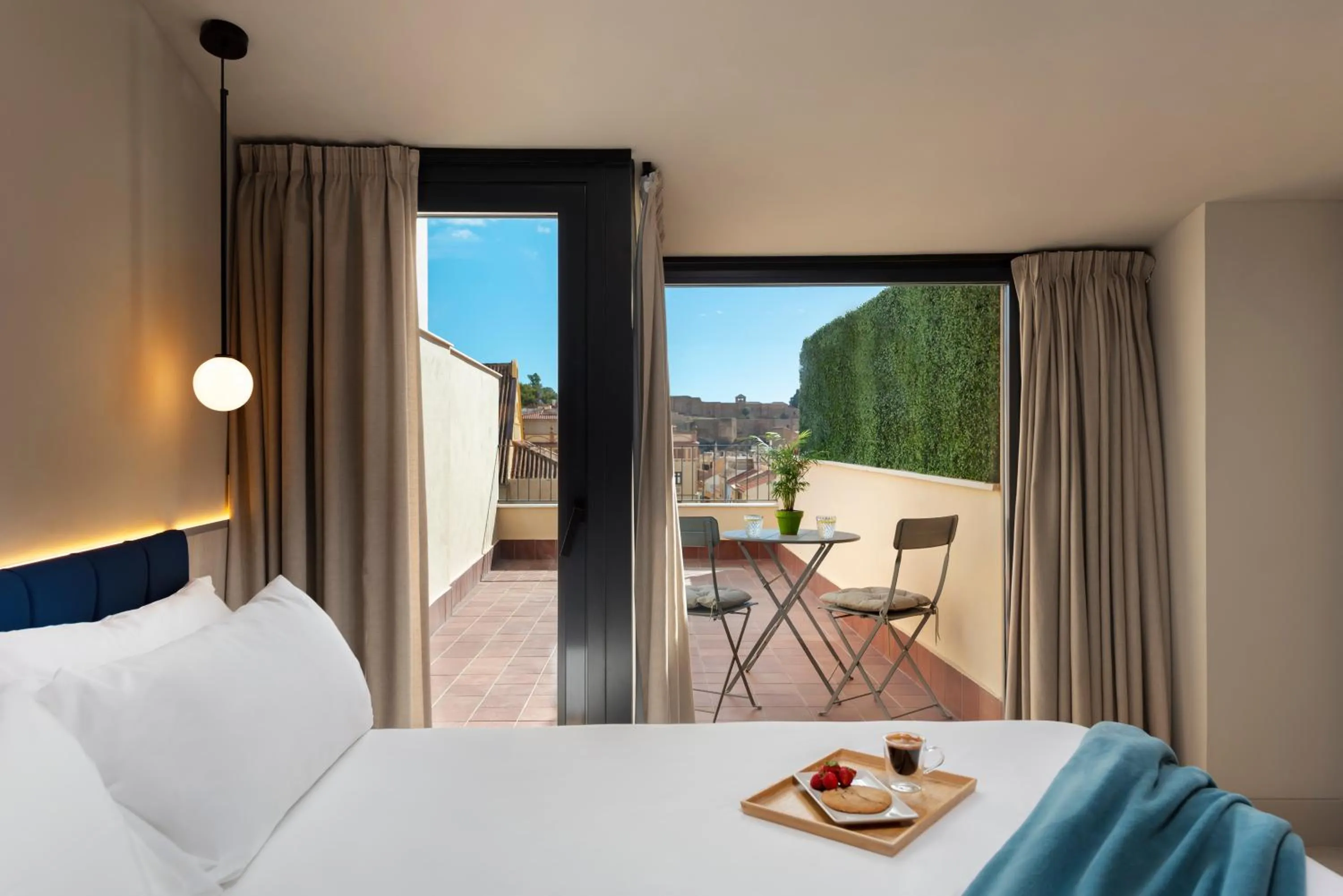 Balcony/Terrace, Bed in Coeo Peña Design Apartments