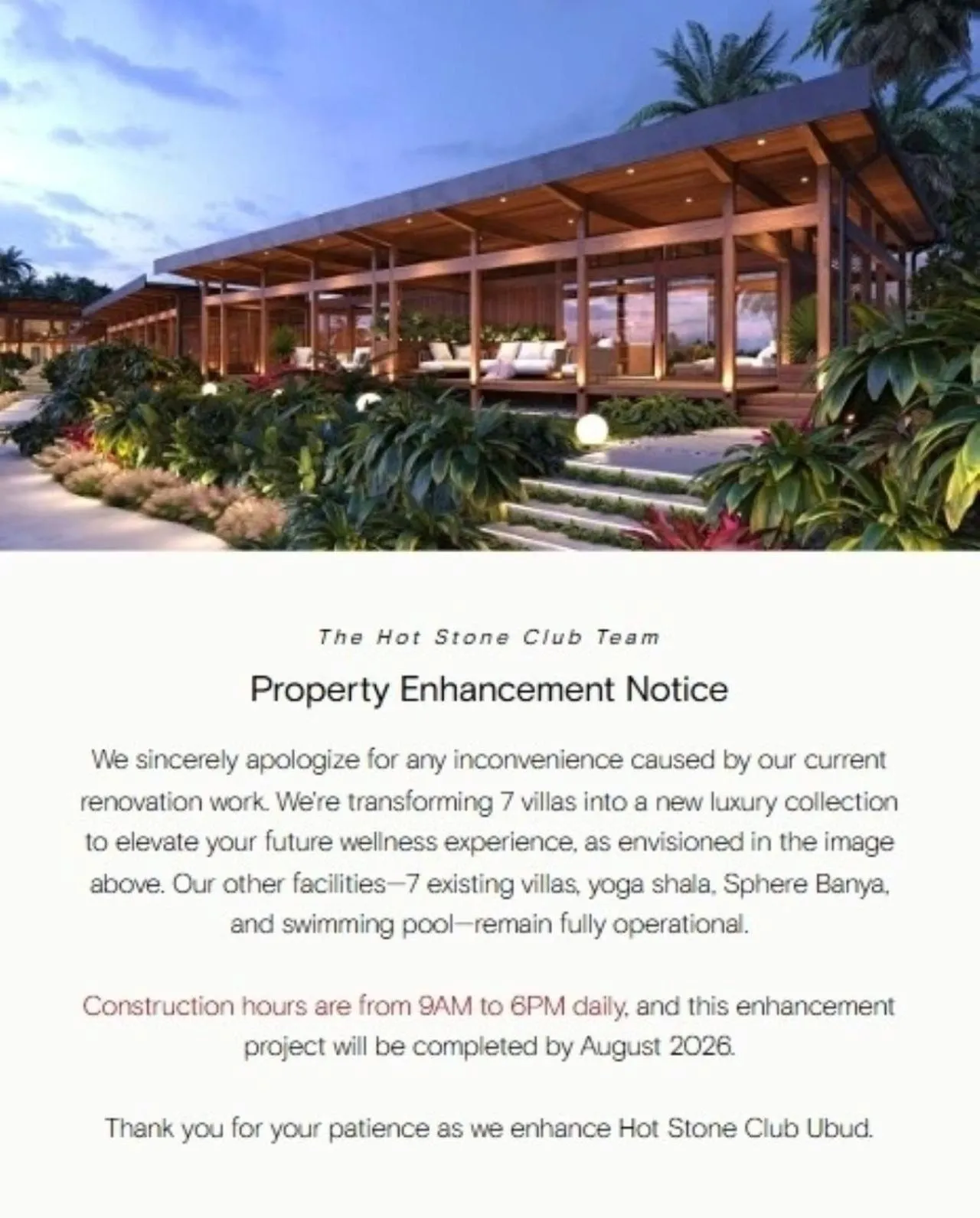 Area and facilities in Hot Stone Club Ubud