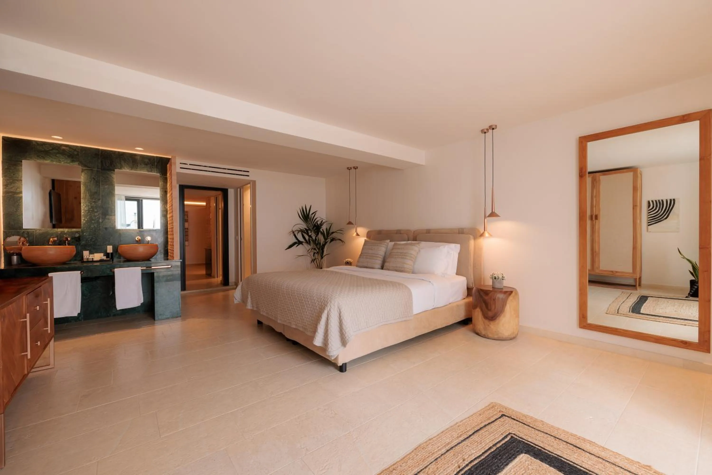 Bedroom, Bed in Asty Mykonos Hotel & Spa - World of One Hotel Group