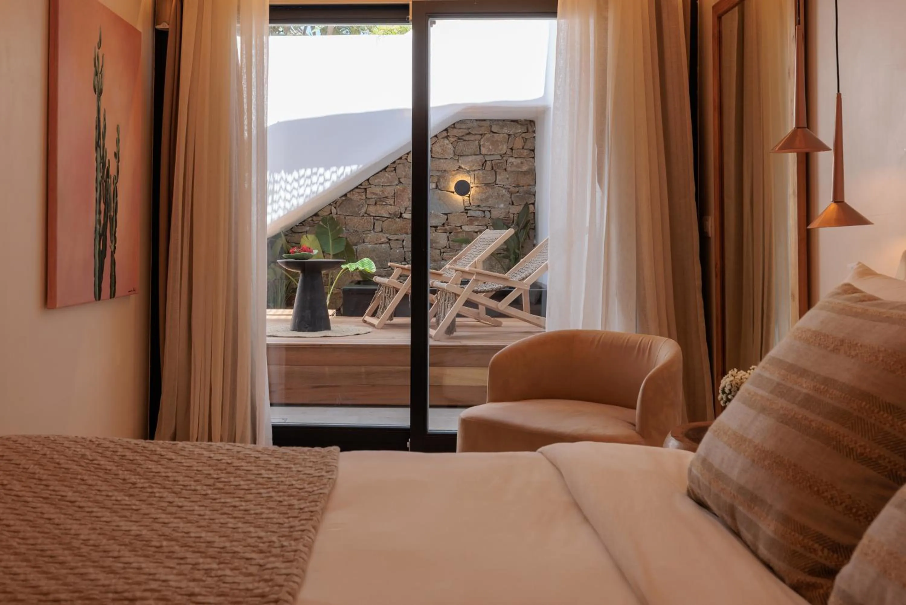 Bedroom, Bed in Asty Mykonos Hotel & Spa - World of One Hotel Group
