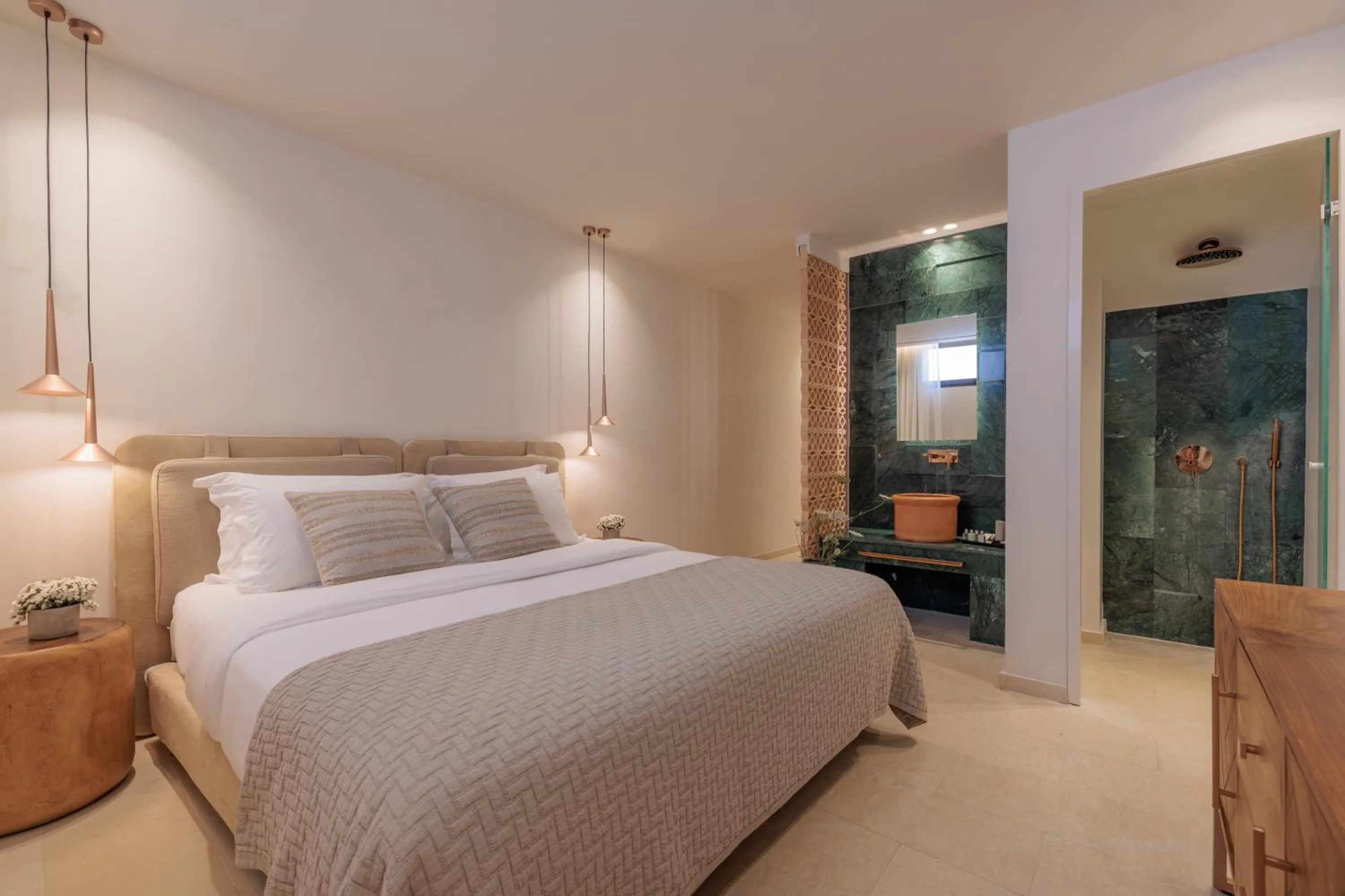 Bedroom, Bed in Asty Mykonos Hotel & Spa - World of One Hotel Group