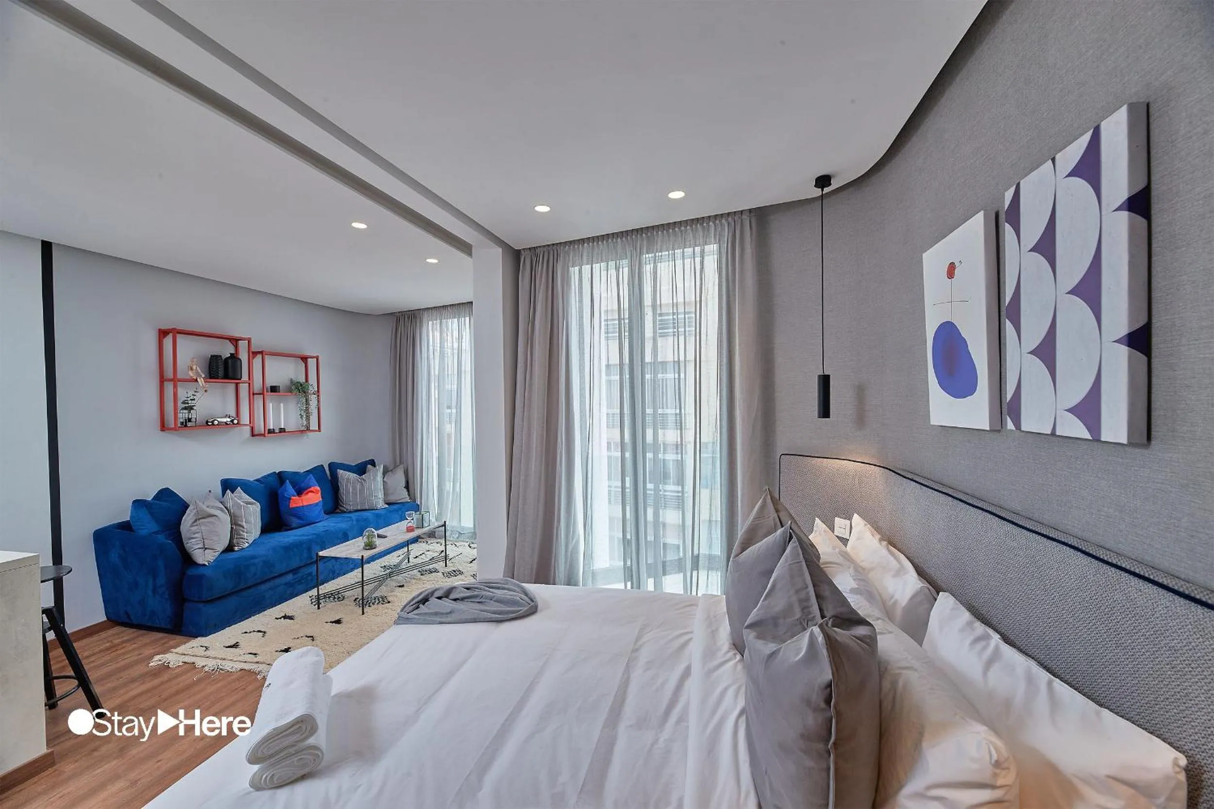 Living room, Bed in Stayhere Casablanca - Palmier - Executive Residence