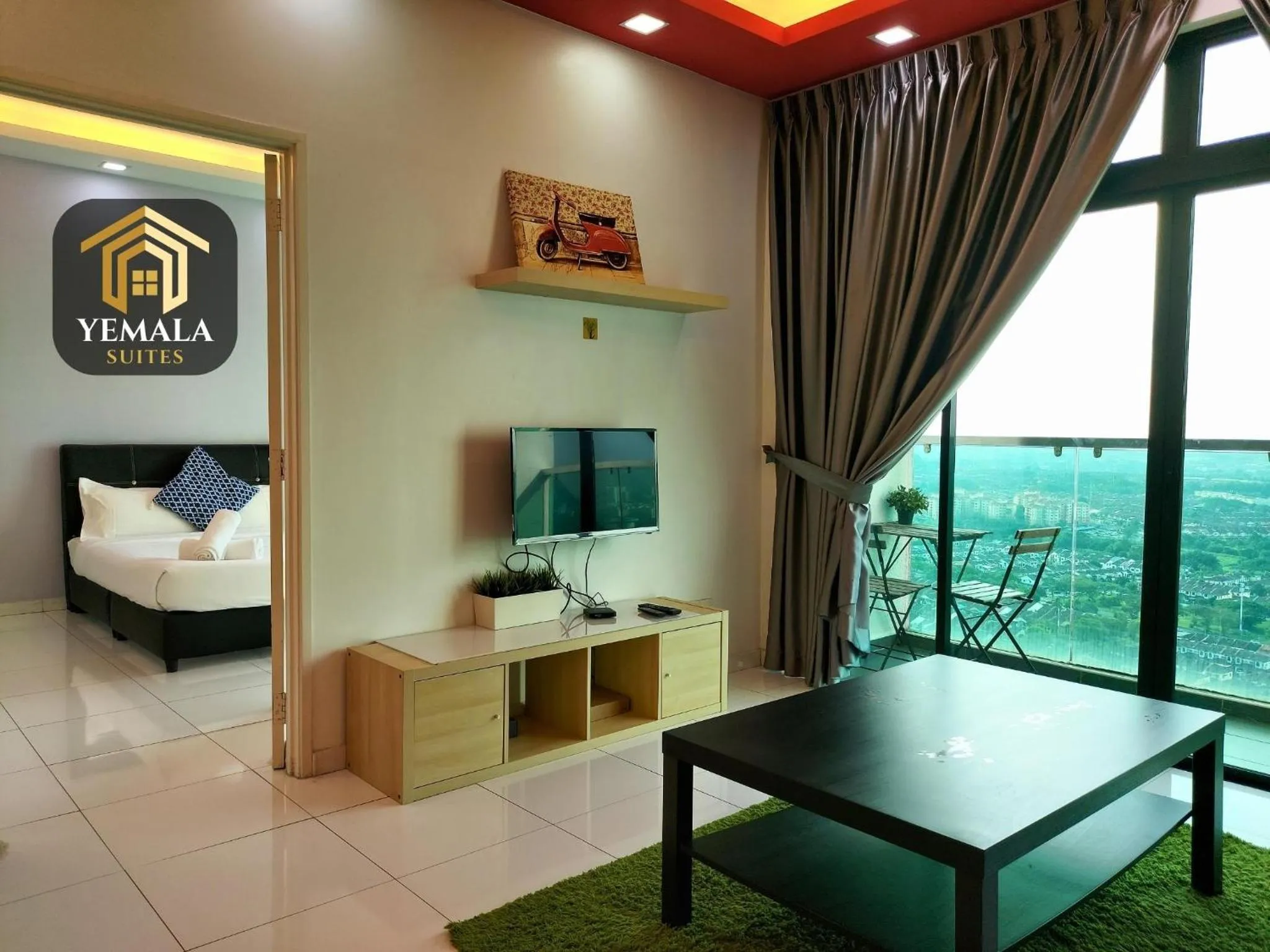 Living room, Bed in Yemala Suites at Skyloft - Johor