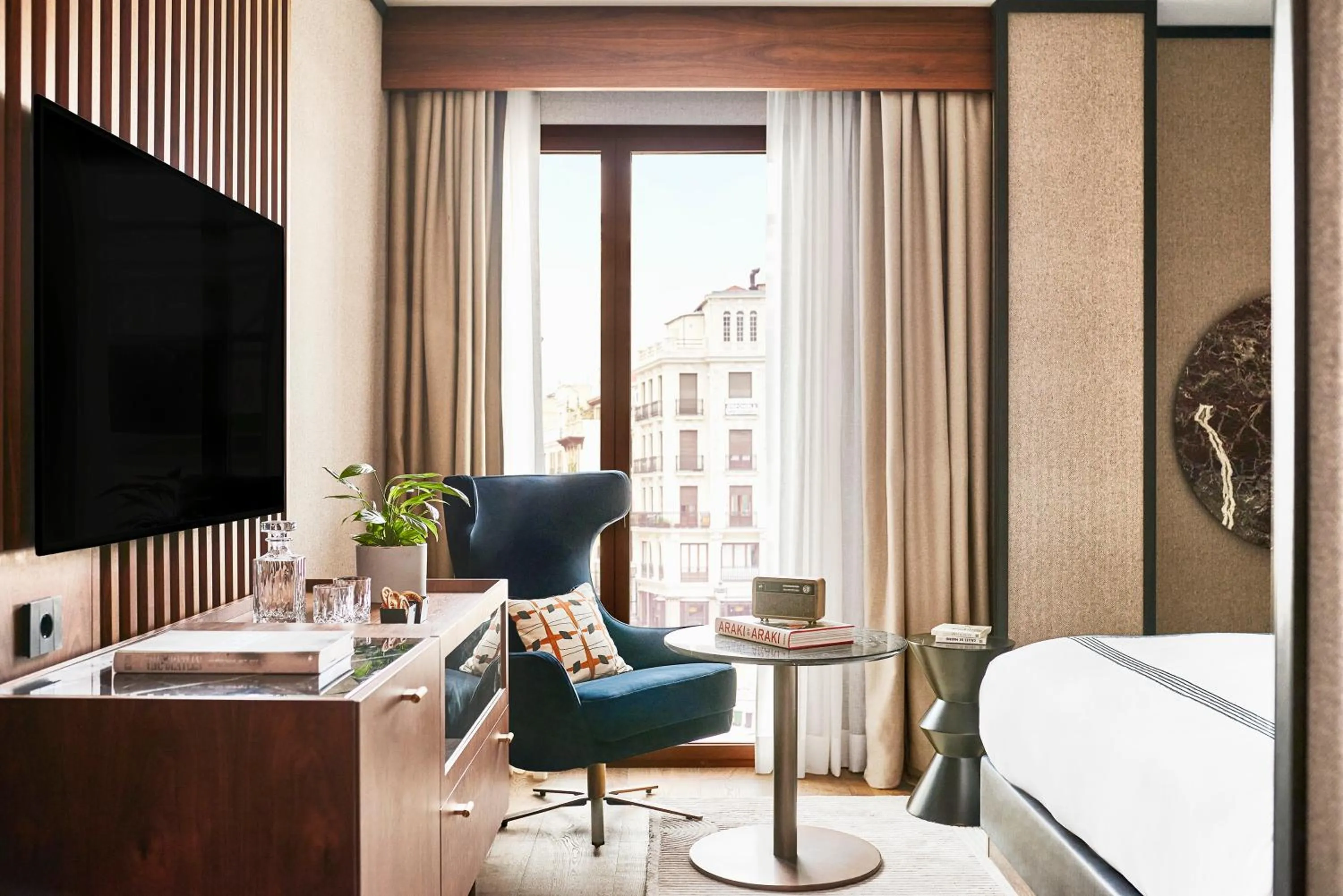 Decorative detail, Bed in Thompson Madrid, by Hyatt