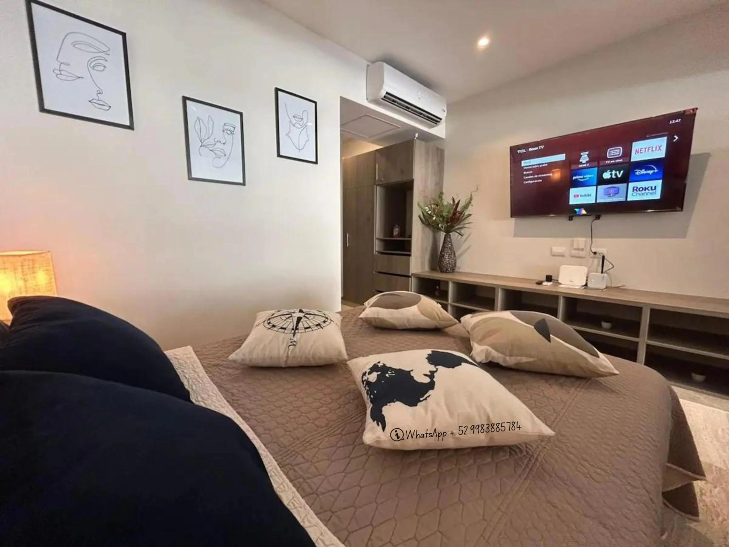 Bed in 'Syrena Luxury Caribbean' Heart of Playa del Carmen - Fast Wi-fi - Sea Views