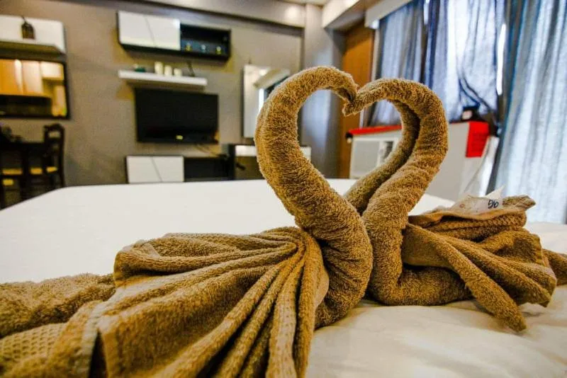 Bed in palm tree villas