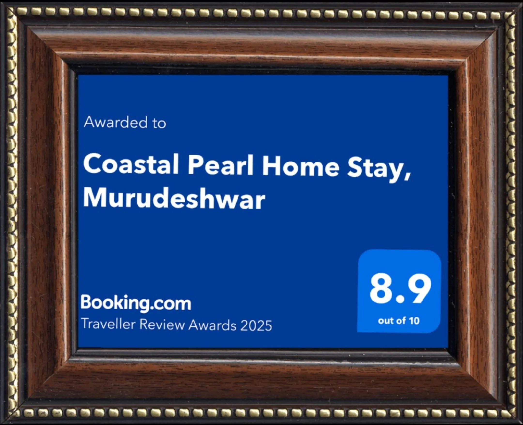 Certificate/Award in Coastal Pearl Home Stay, Private Rooms & Villas Murudeshwar