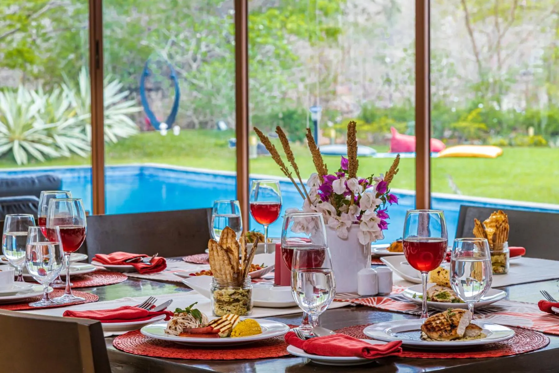 Dining area in SaffronStays Estella, Alibaug