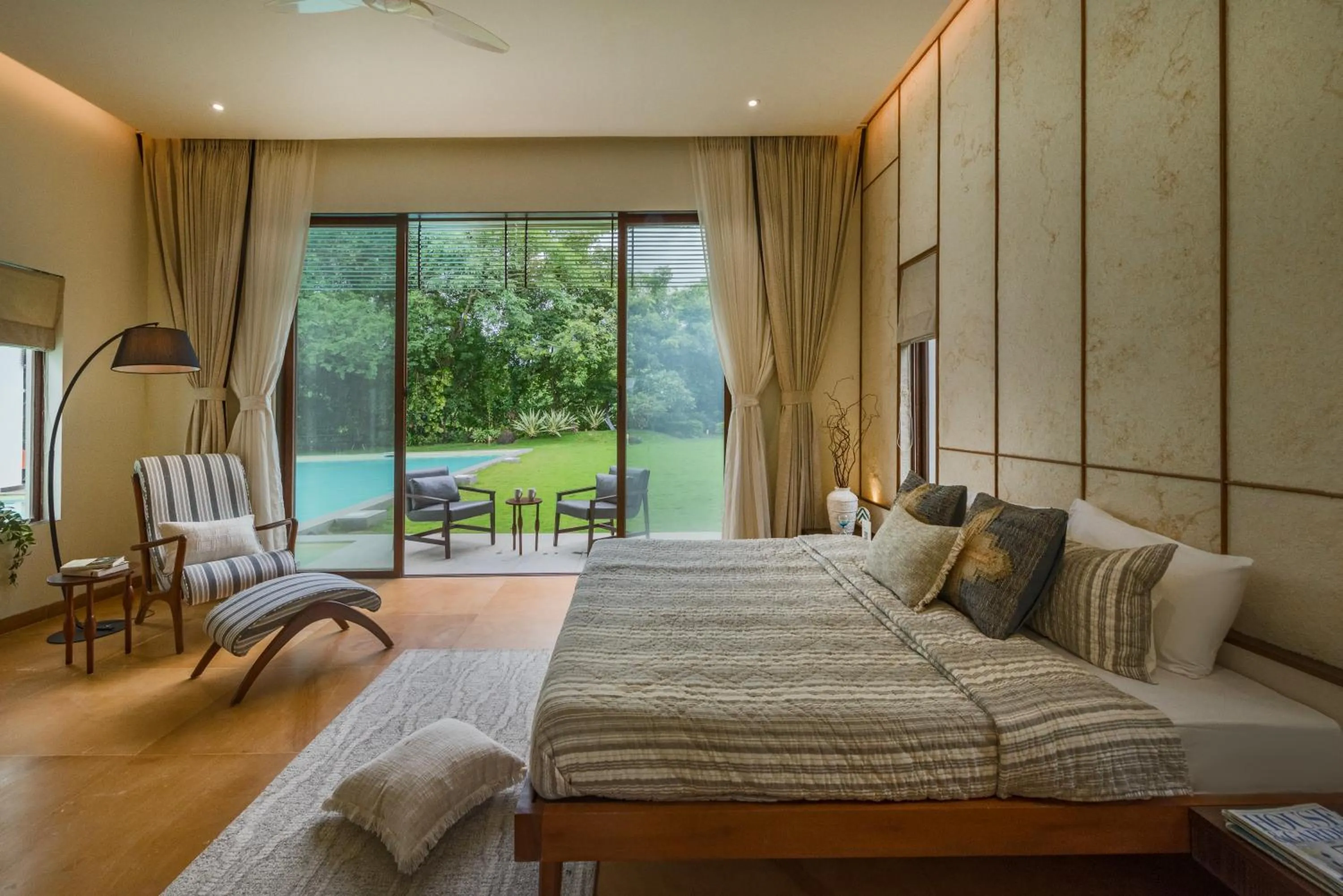 Bed in SaffronStays Estella, Alibaug