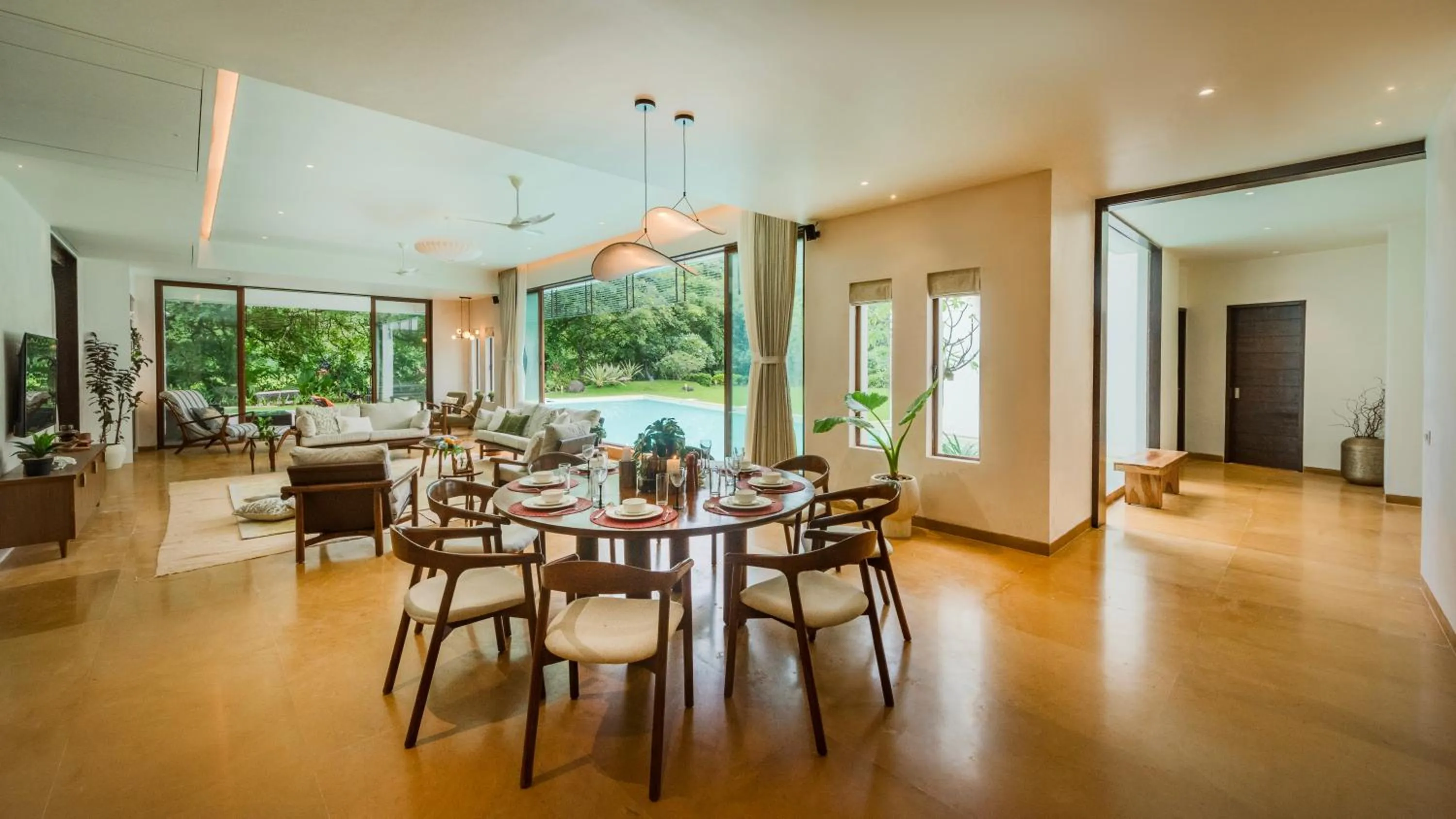 Living room in SaffronStays Estella, Alibaug