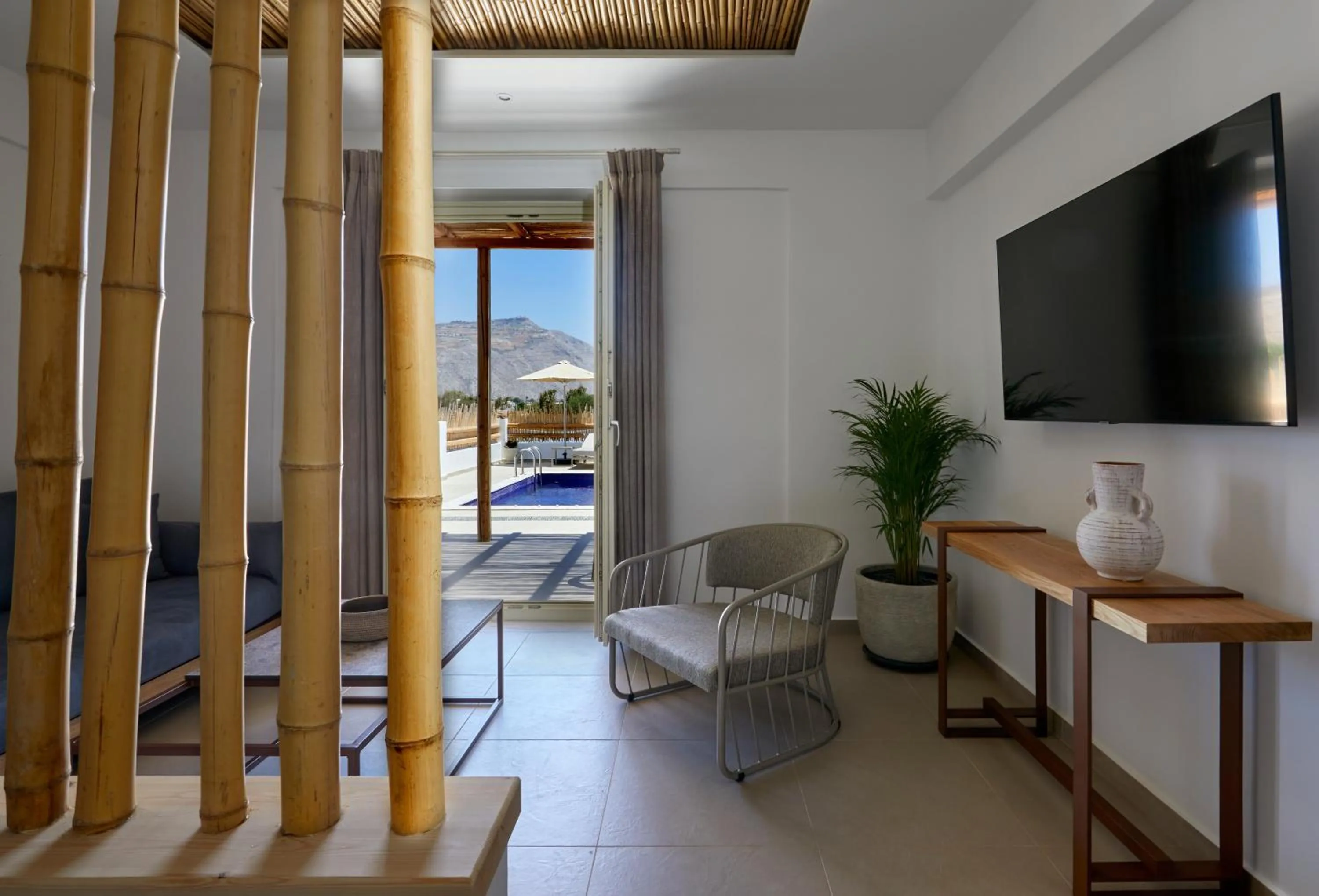 Balcony/Terrace in Sea Breeze Santorini Beach Resort, Curio By Hilton