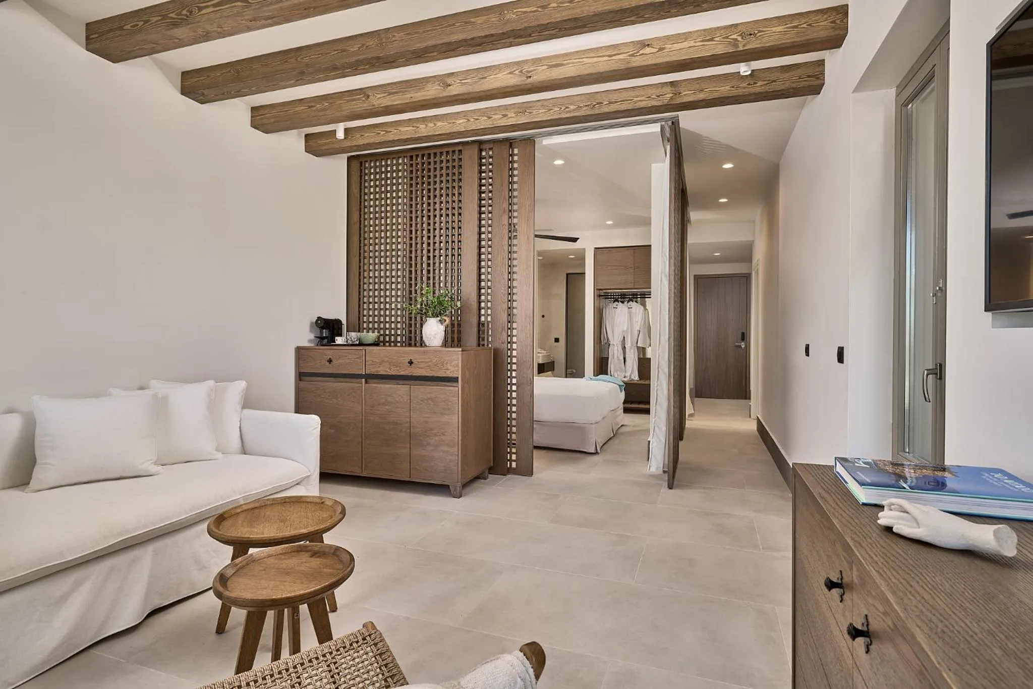 Seating area in Ios Grand Pool Suites