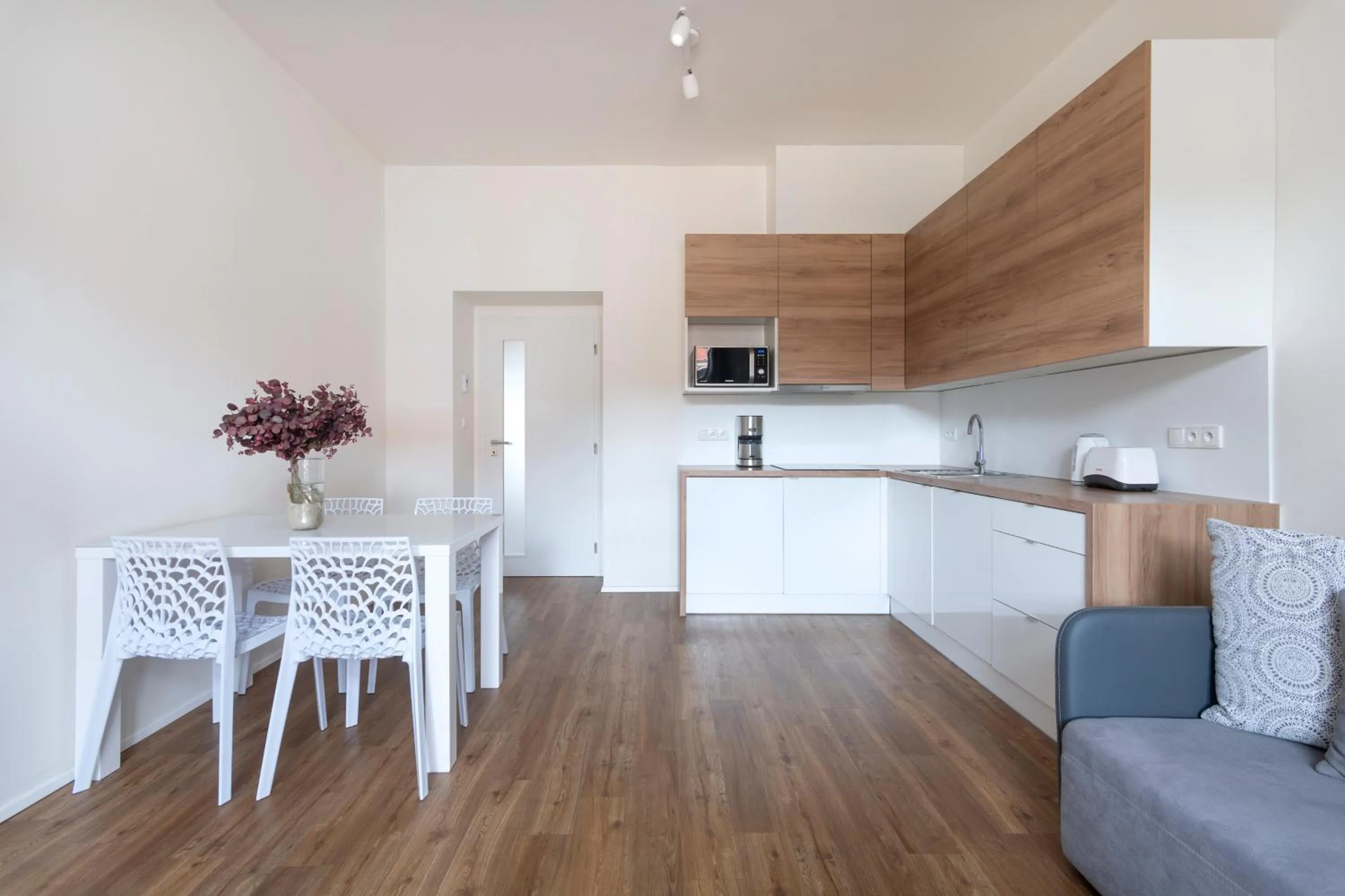 kitchen in Prague Tales Boutique Residence by Dwellfort